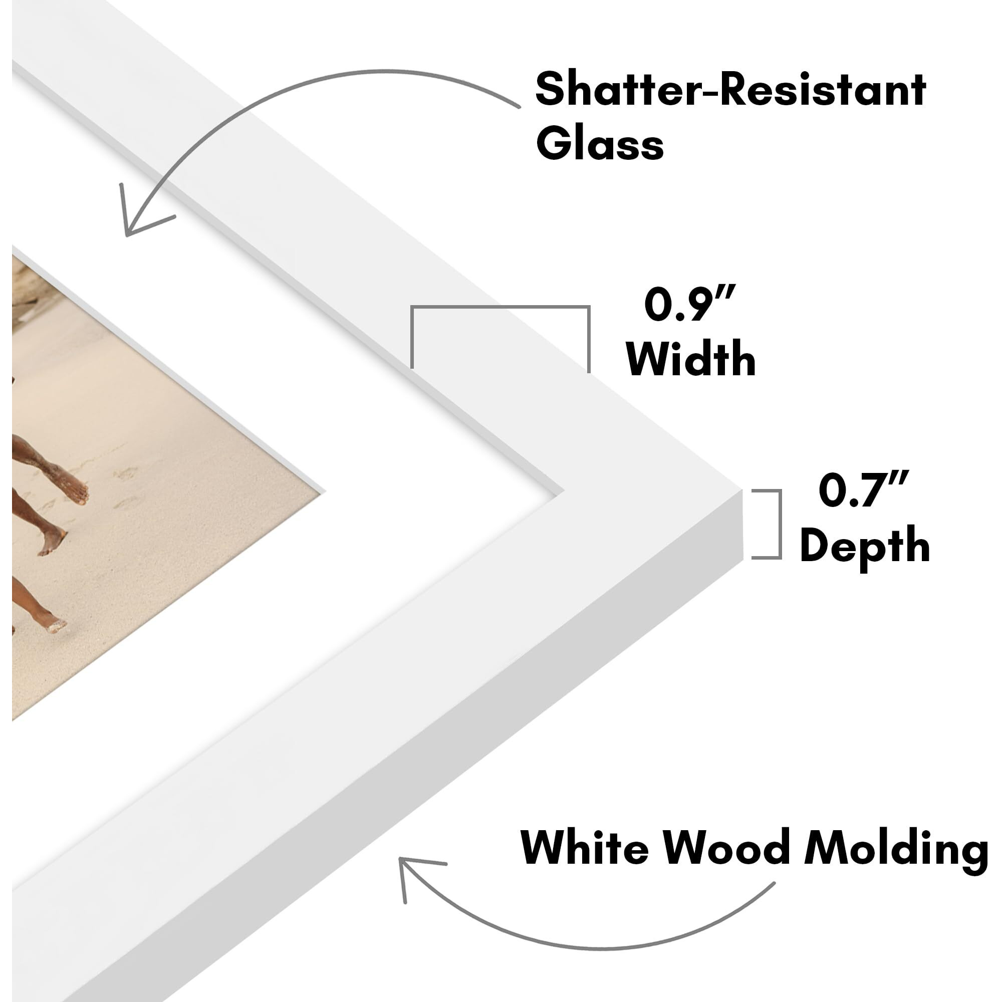 Americanflat 5.5X14 Collage Picture Frame With Shatter-Resistant Glass - Fits Three 4X4 Photos Or One 5.5X14 Photo - Gallery Wall Frame Set - Signature Collection - Photo Frame For Wall - White