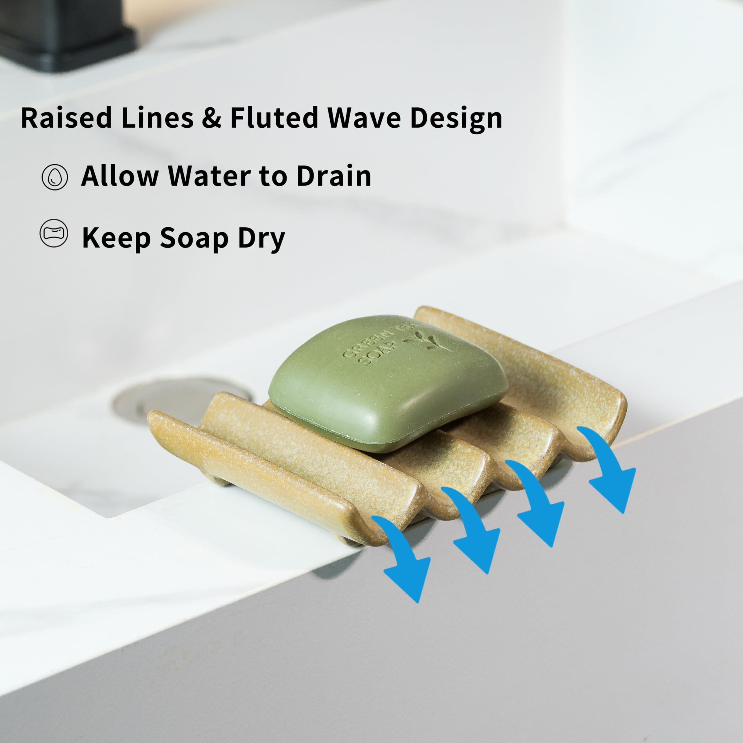 Cormomu Soap Dish Bar Soap Holder For Shower  Self Draining Water Soap Saver Keeper For Bathroom And Kitchen  Porcelain Dishwashing Sponge Soap Holder  Lift Soap Keep Dry  Yellow