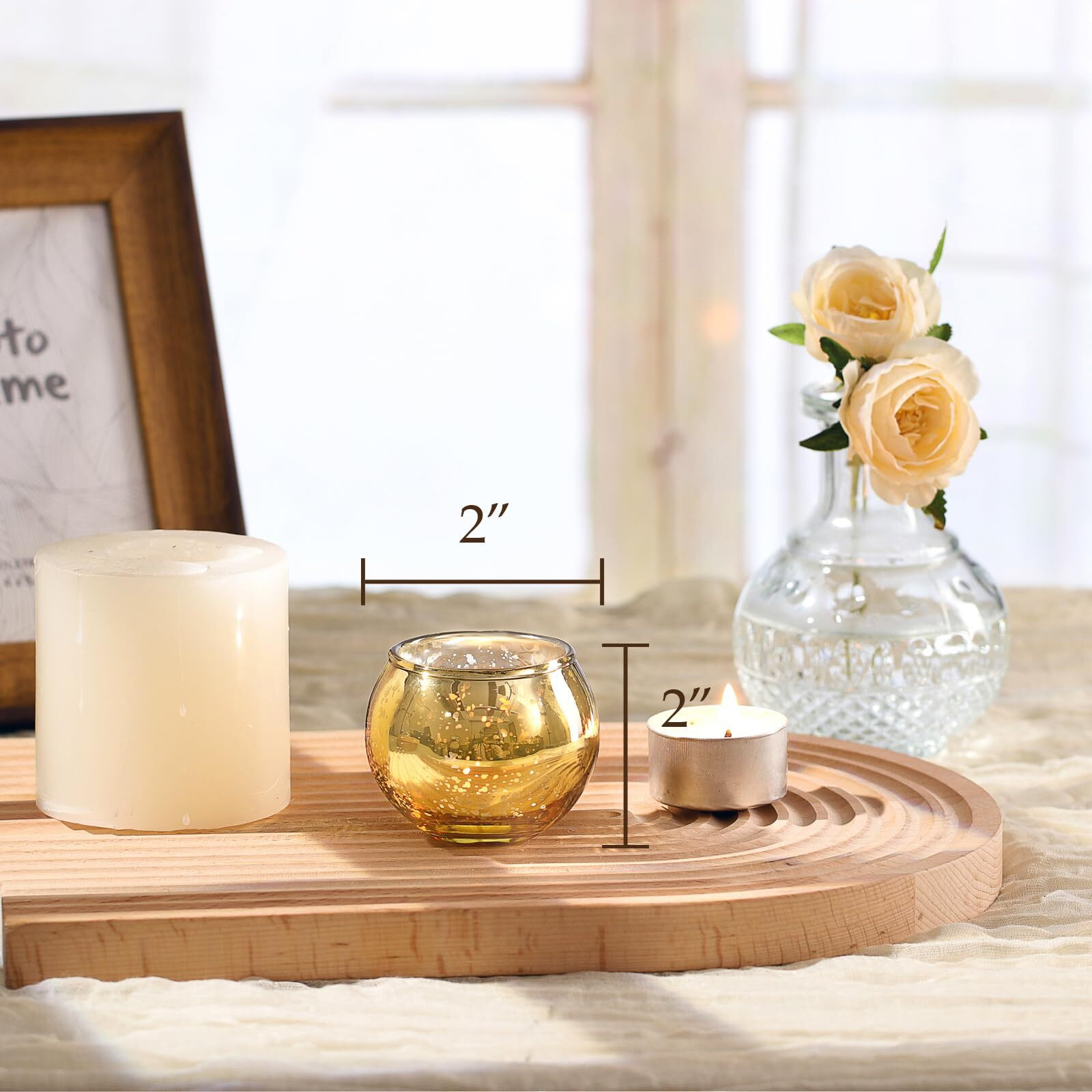 Lamorgift 24 Pcs Gold Votive Candle Holders- Gold Mercury Glass Votive Candle Holders  Gold Votives Bulk  Tea Lights Candle Holders For Wedding Table Decor  Bridal Shower Centerpieces