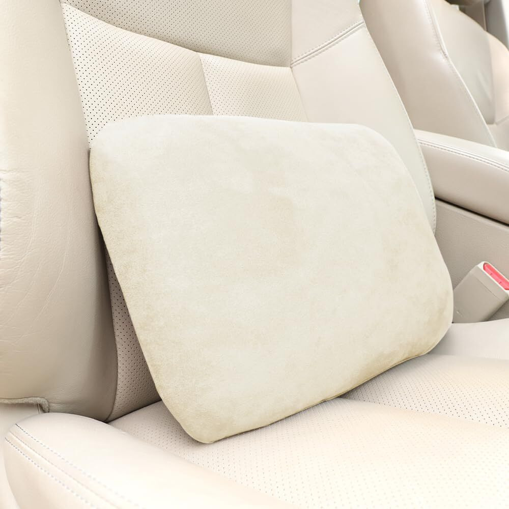 Carwales Beige Lumbar Support Pillow For Car Driving Seat Soft Latex Lower Back Support Relax Home Desk Office Accessories Chair Cushion Pain Relief