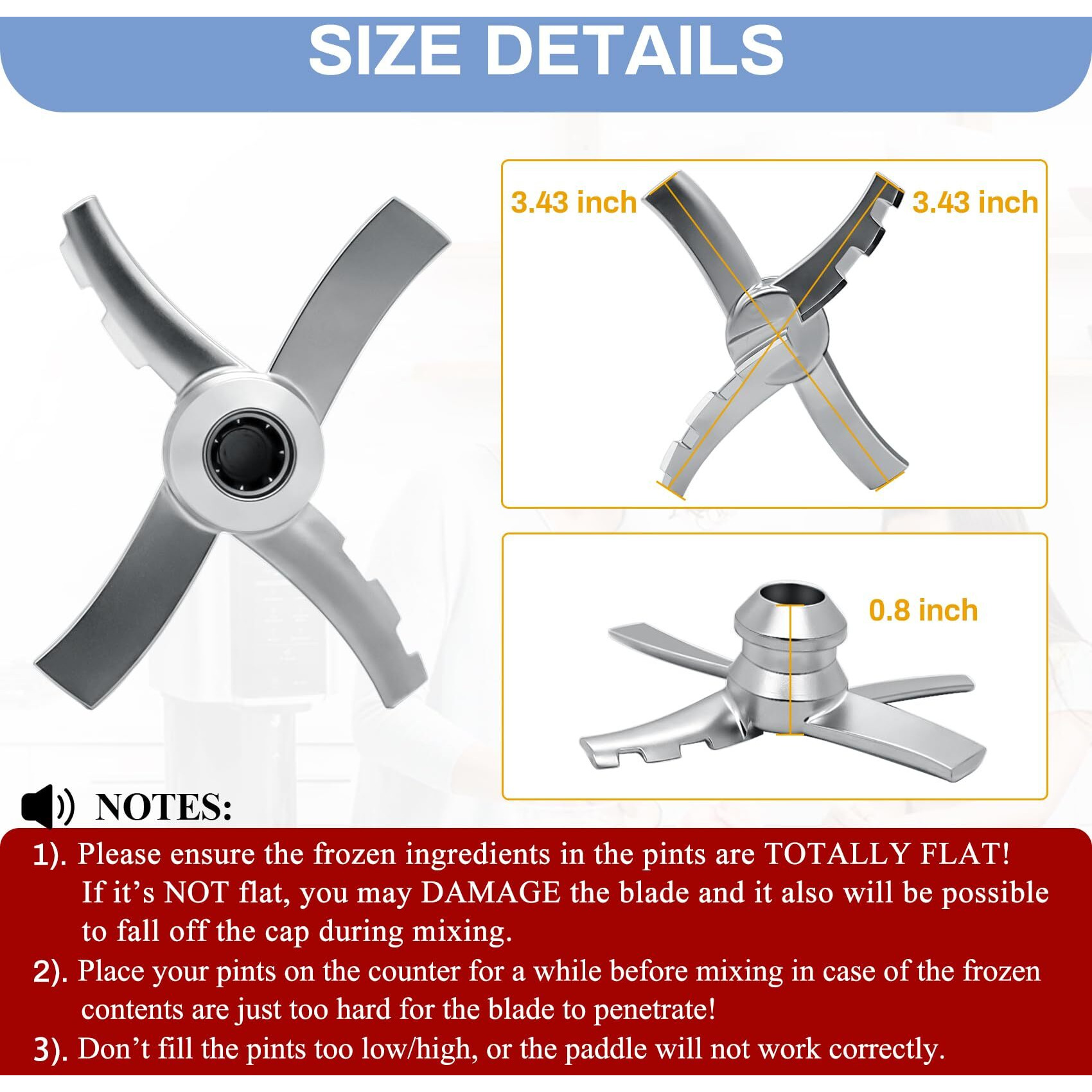 Nanobaby Replacement Paddle Blade Compatible With Ninja Creami Nc300 Series Ice Cream Makers  Mixing Blade Paddle Replacement For Ninja Nc299Amz Nc301 Cn305A Cn301Co  Stainless Steel  Silver