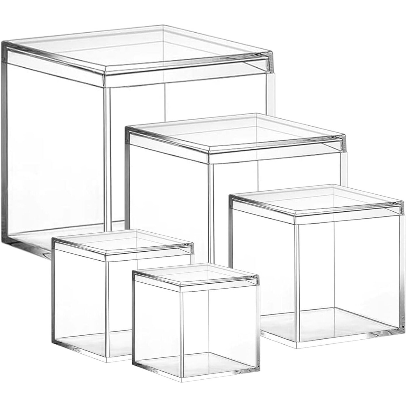 Profikla 4.7/4/3.3/3/2.5 Inch Clear Acrylic Box With Lid  Jewelry Display Box  Plastic Square Cube Decorative Storage Boxes For Candy Pill And Tiny Jewelry  Artwork Display