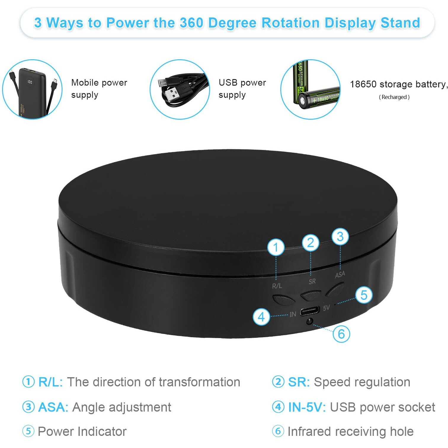 Remote Motorized Rotating Display Stand  Electric Rotating Platform With 5.74/7.08/8.66In Replacement Covers  3 In 1 Turntable With Rechargeable Battery For Live Streaming Video Shoot Photography