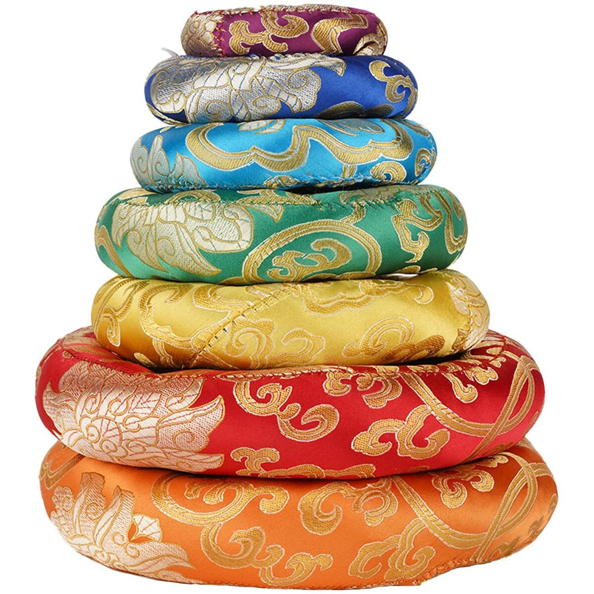 Tibetan Singing Bowl Accessories Silk Ring Cushions Handmade In Nepal Round Cushion For Sound Bowls Meditation Accessories