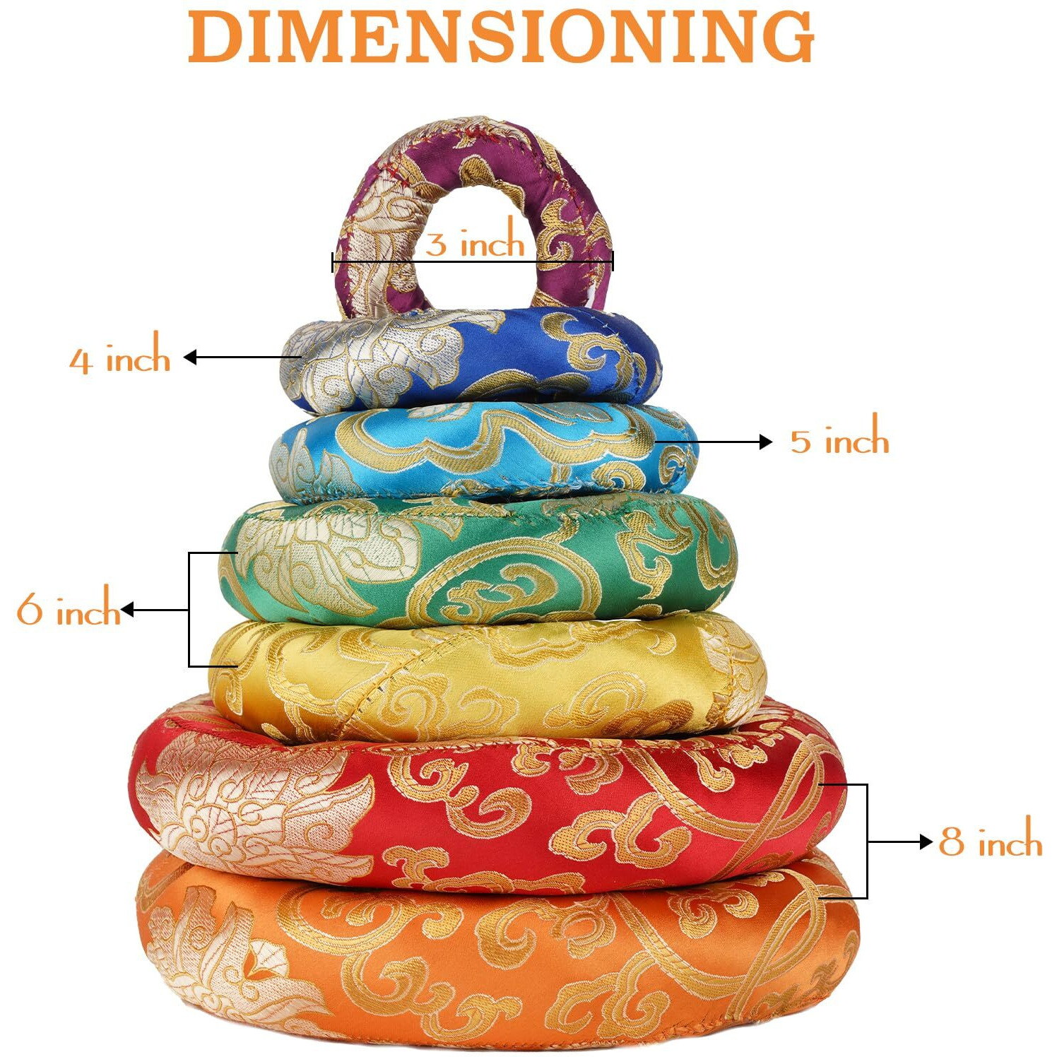Tibetan Singing Bowl Accessories Silk Ring Cushions Handmade In Nepal Round Cushion For Sound Bowls Meditation Accessories
