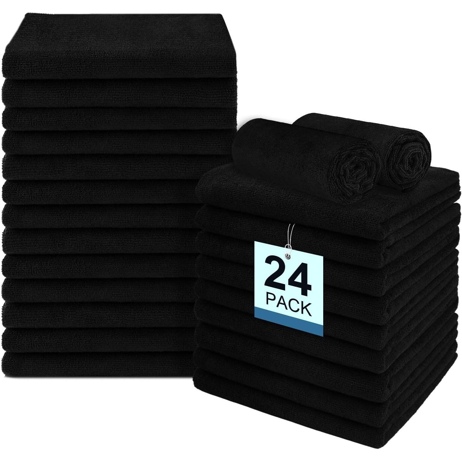 Unimade 24 Pack Salon Towels - Highly Absorbent And Quick Drying Hand Towel  Premium Wash Cloths For Bathroom  Gym  Shower  Hotel  And Spa - 16X27 Inch (Black)