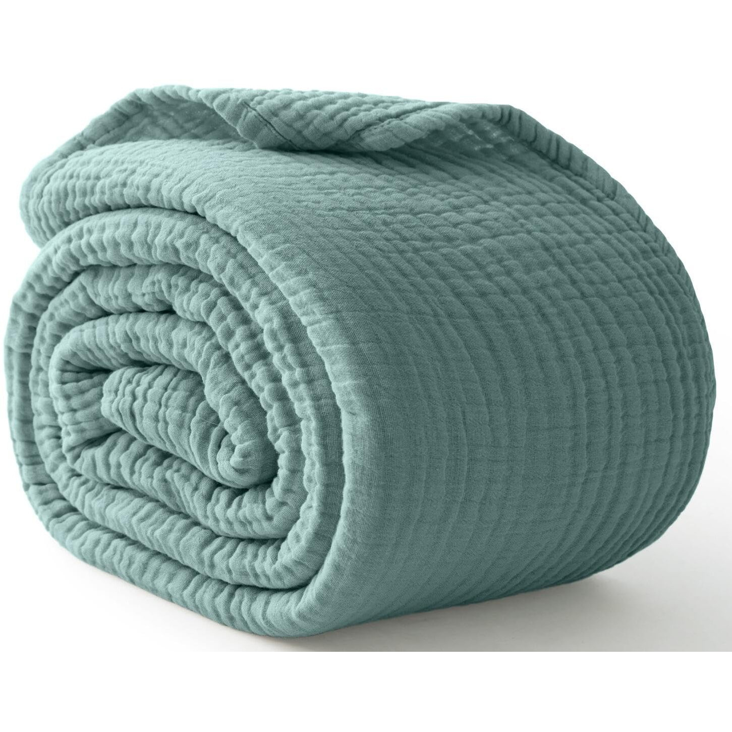 Kozyhvn 100% Cotton Muslin Blanket King 108"" X 90""  6 Layers Breathable And Lightweight Cotton Throw Blanket For Bed  Soft Quilt Bedspread Coverlet  Gauze Blanket For Adults All Season  Teal