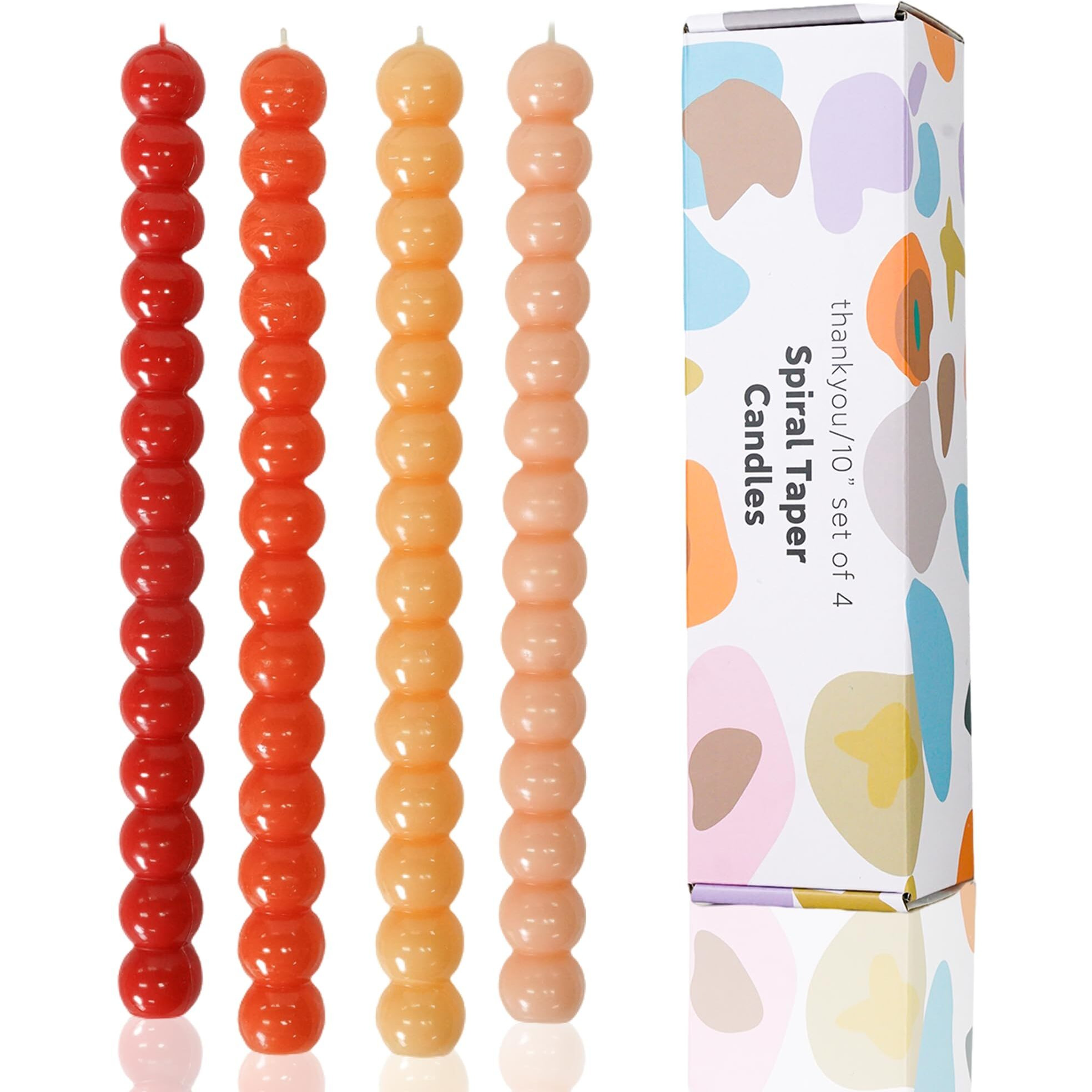 Lpusa Spiral Taper Candles Gradient Orange Twisted Candle Conical Stick Candles For Holiday Wedding Party Wax Unscented Dinner Candle Dripless Christmas Gift H 10 Inch  4Pcs(Gradient Orange-C)