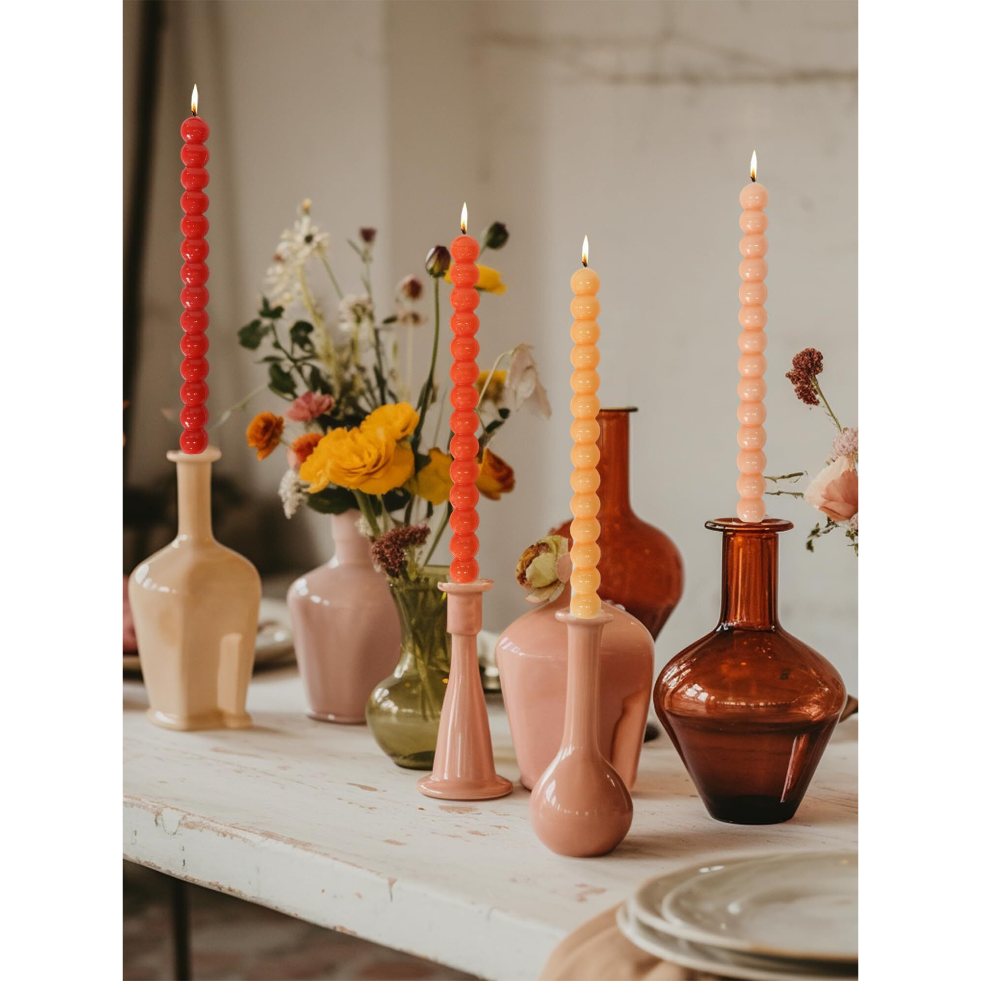 Lpusa Spiral Taper Candles Gradient Orange Twisted Candle Conical Stick Candles For Holiday Wedding Party Wax Unscented Dinner Candle Dripless Christmas Gift H 10 Inch  4Pcs(Gradient Orange-C)