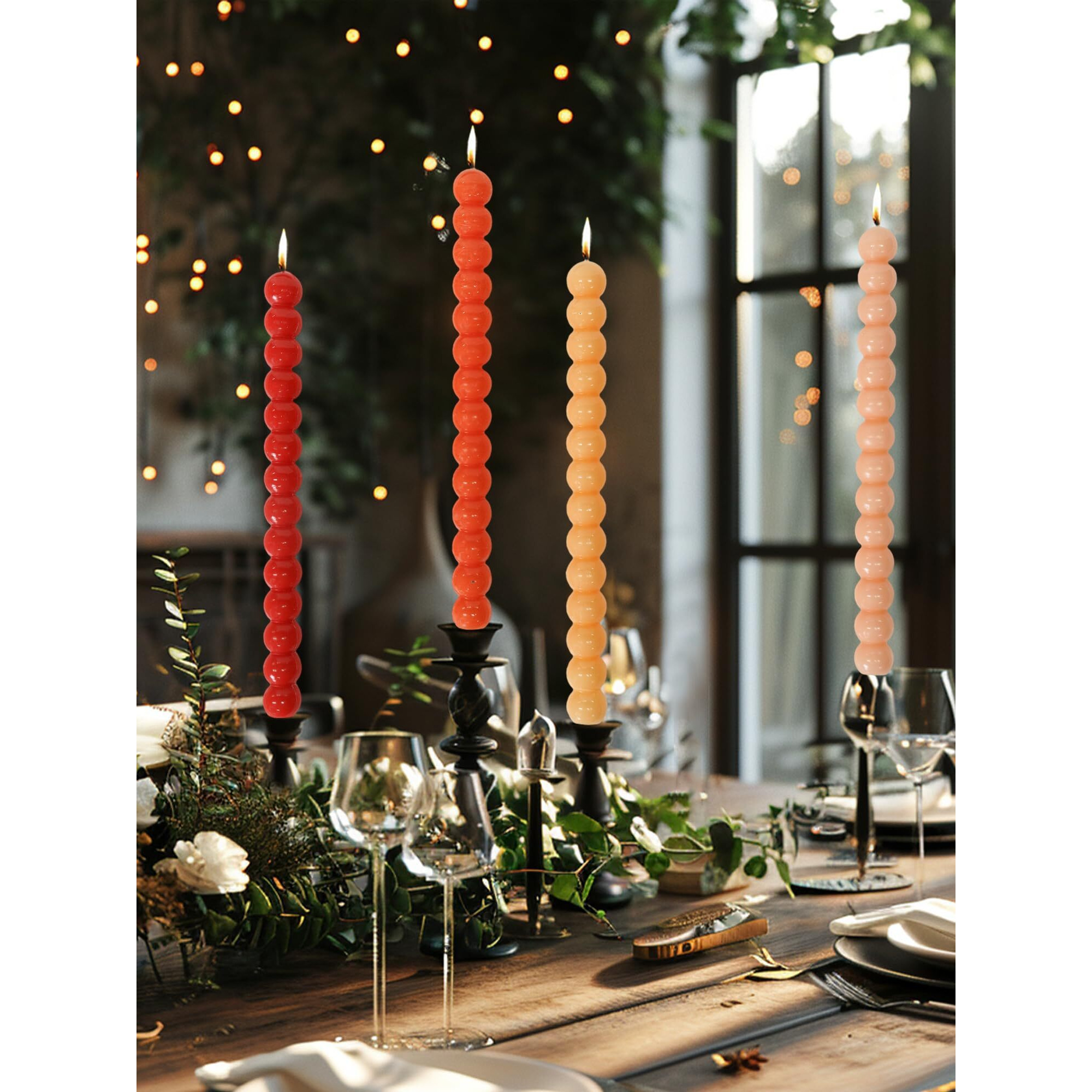 Lpusa Spiral Taper Candles Gradient Orange Twisted Candle Conical Stick Candles For Holiday Wedding Party Wax Unscented Dinner Candle Dripless Christmas Gift H 10 Inch  4Pcs(Gradient Orange-C)