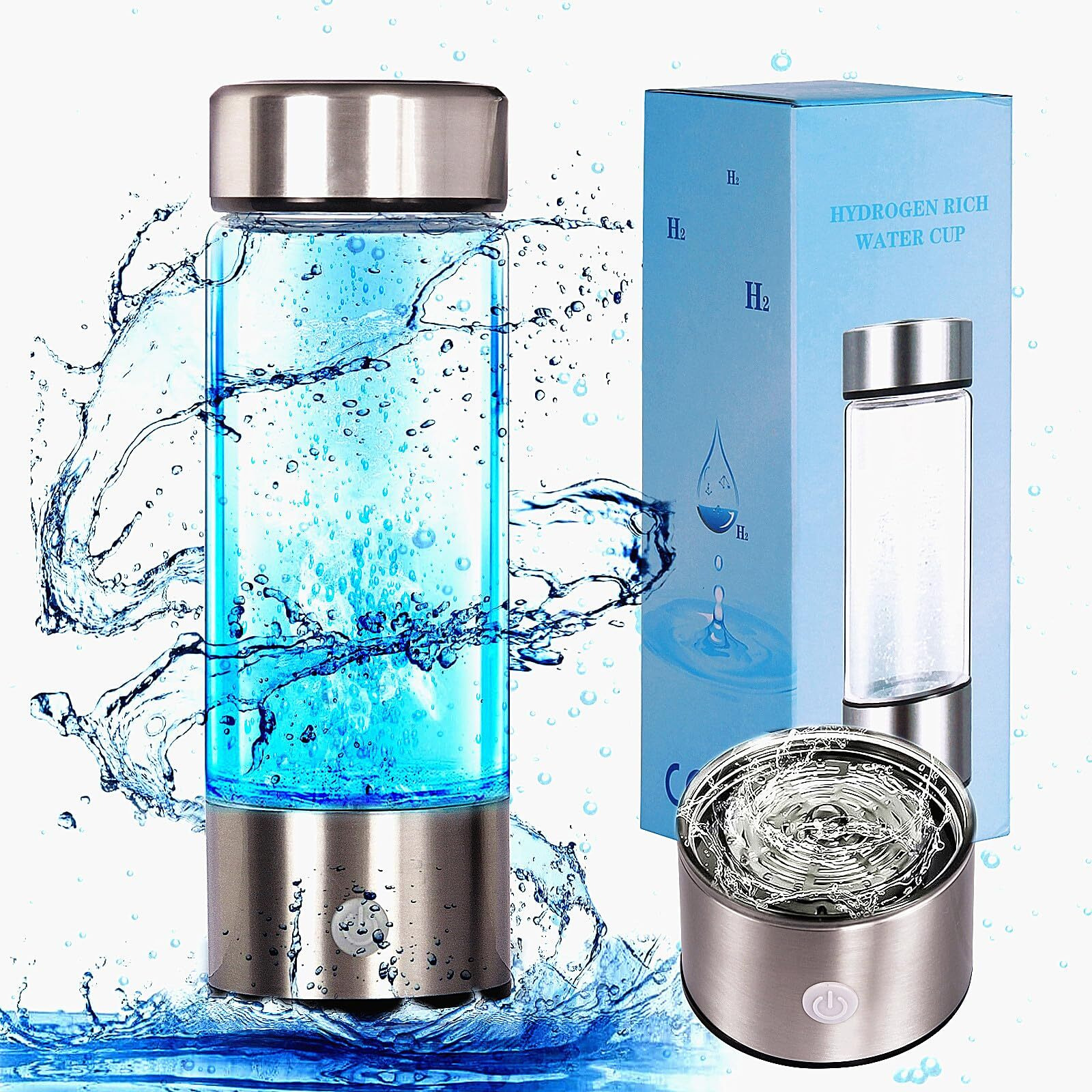 Hydrogen Water Bottle Portable Hydrogen Water Generator Machine  Improve Water In 3 Minutes Quick Electrolysis  Suitable For Home  Office  Travel  Daily Drinking (Silver)