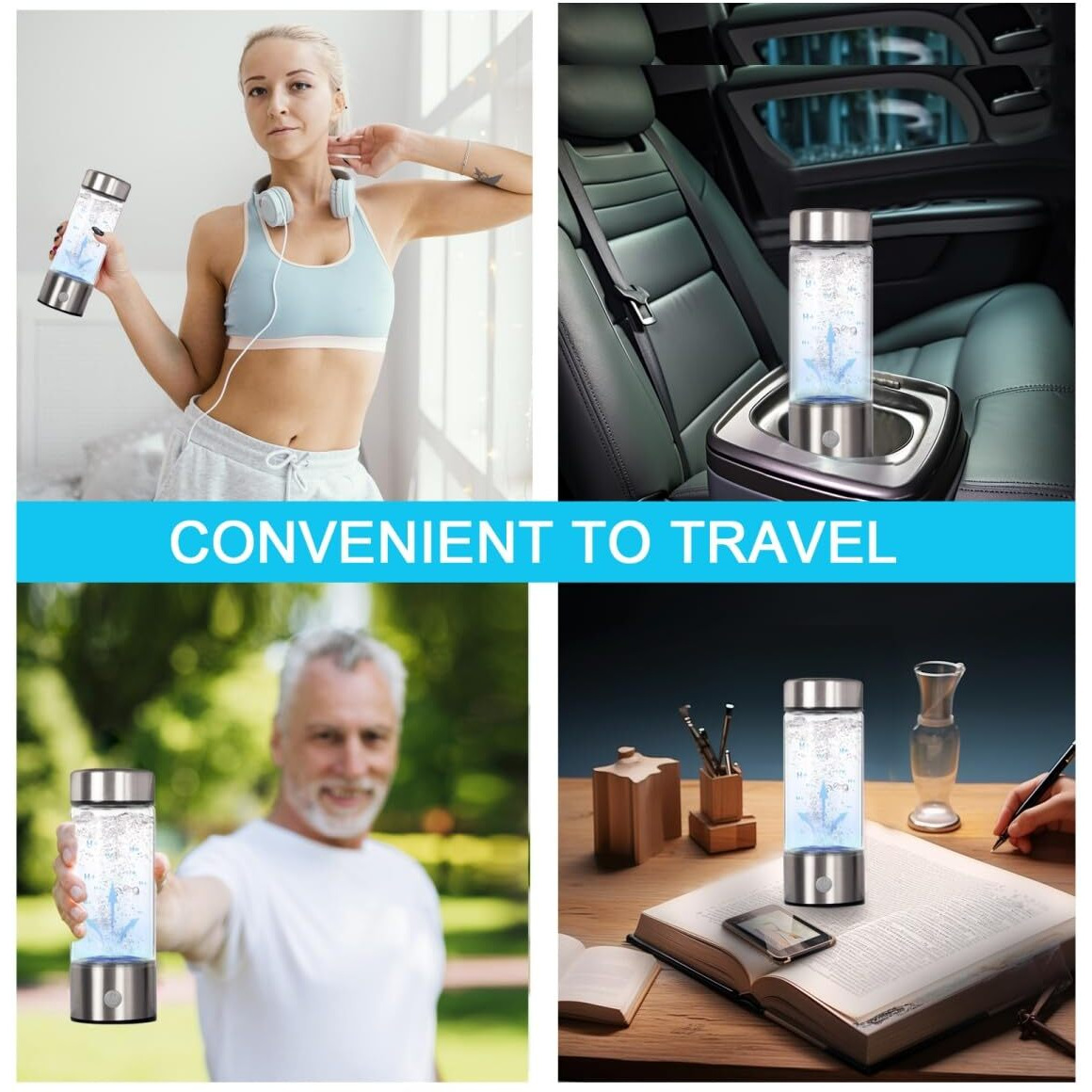 Hydrogen Water Bottle Portable Hydrogen Water Generator Machine  Improve Water In 3 Minutes Quick Electrolysis  Suitable For Home  Office  Travel  Daily Drinking (Silver)