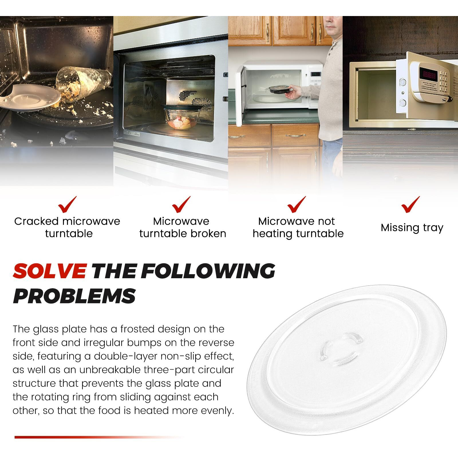 Puxyblue 4393799 4393751 Microwave Glass Tray Fit For Whirl-Pool & Ken-More & May-Tag Replaces For 8206226 30Qbp4185 Ap3130793 Ps373741 Microwave Glass Plate Turntable (1 Year Warranty)