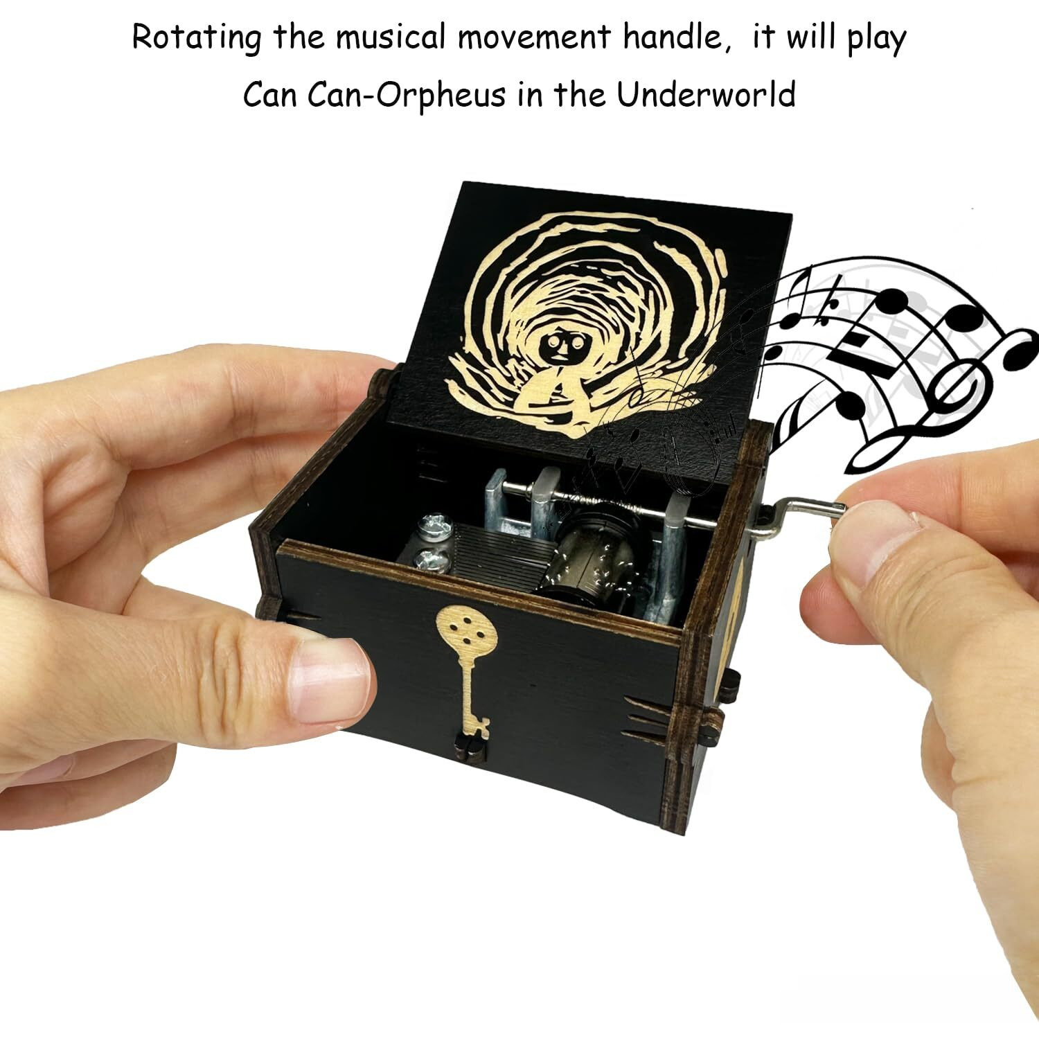 Youtang Coraline Music Box Engraved Wooden Gifts Mini Musical Box Play Dreaming For Birthday/Anniversary/Valentine's Day/Christmas (Hand Crank  Black)