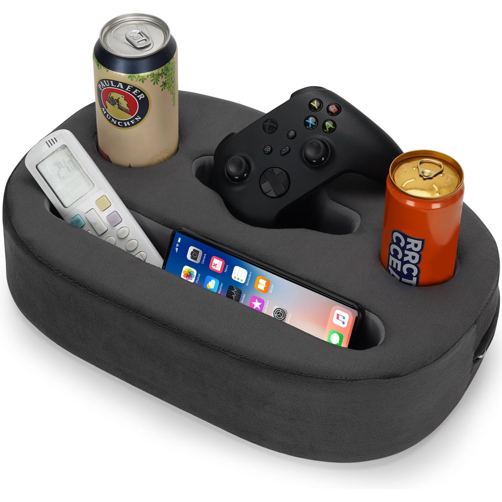 Permade Cup Pillow Holder For Couch - Cup Glass Mug Cozy Pillow | Bed Couch Cup Holder For Snacks  Beverage  Remote | Sofa Drink Buddy For Car  Rv  Living Room  Boat  Bedroom (Grey)