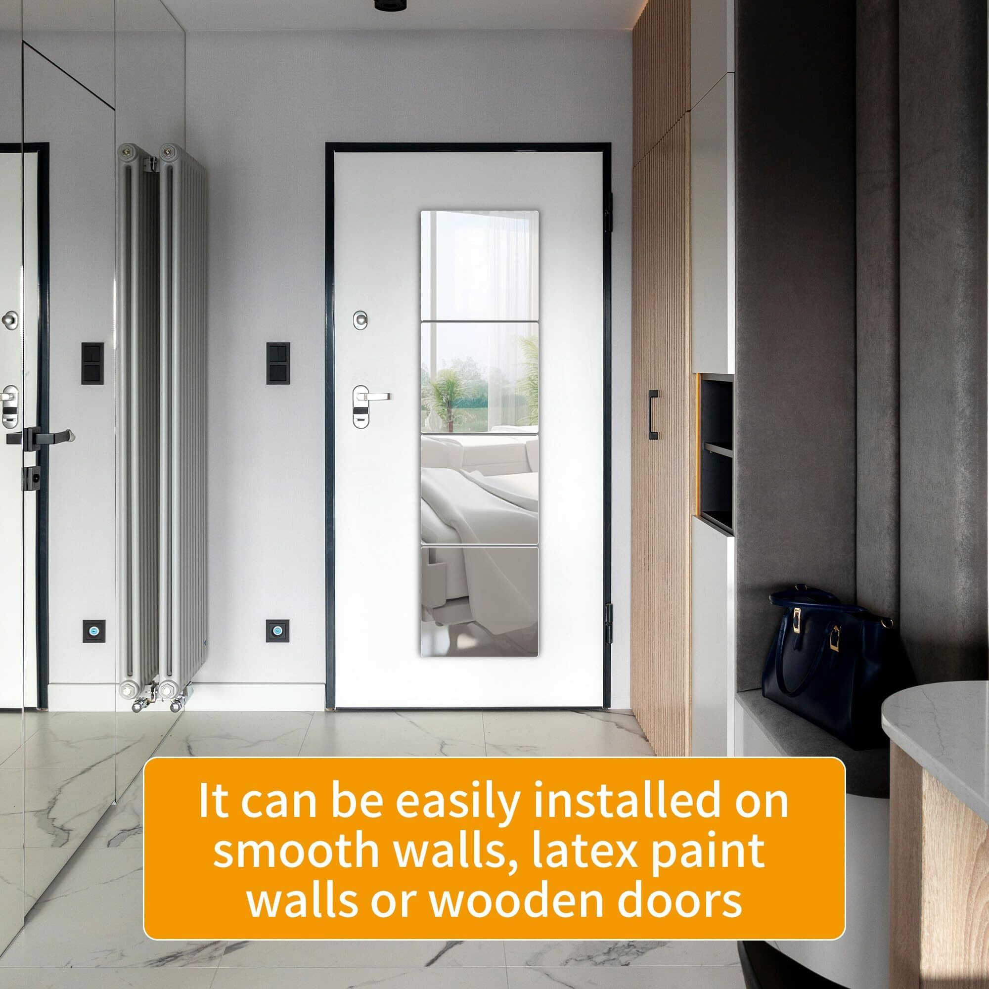 Unbreakable Wall Mirror Full Length Mirror Tiles Long Mirrors For Wall 12X12 Inch 4Pcs Full Body Mirror Stickers Acrylic Mirror Kids Over The Door Wall-Mounted Bedroom Workout Mirrors For Home Gym
