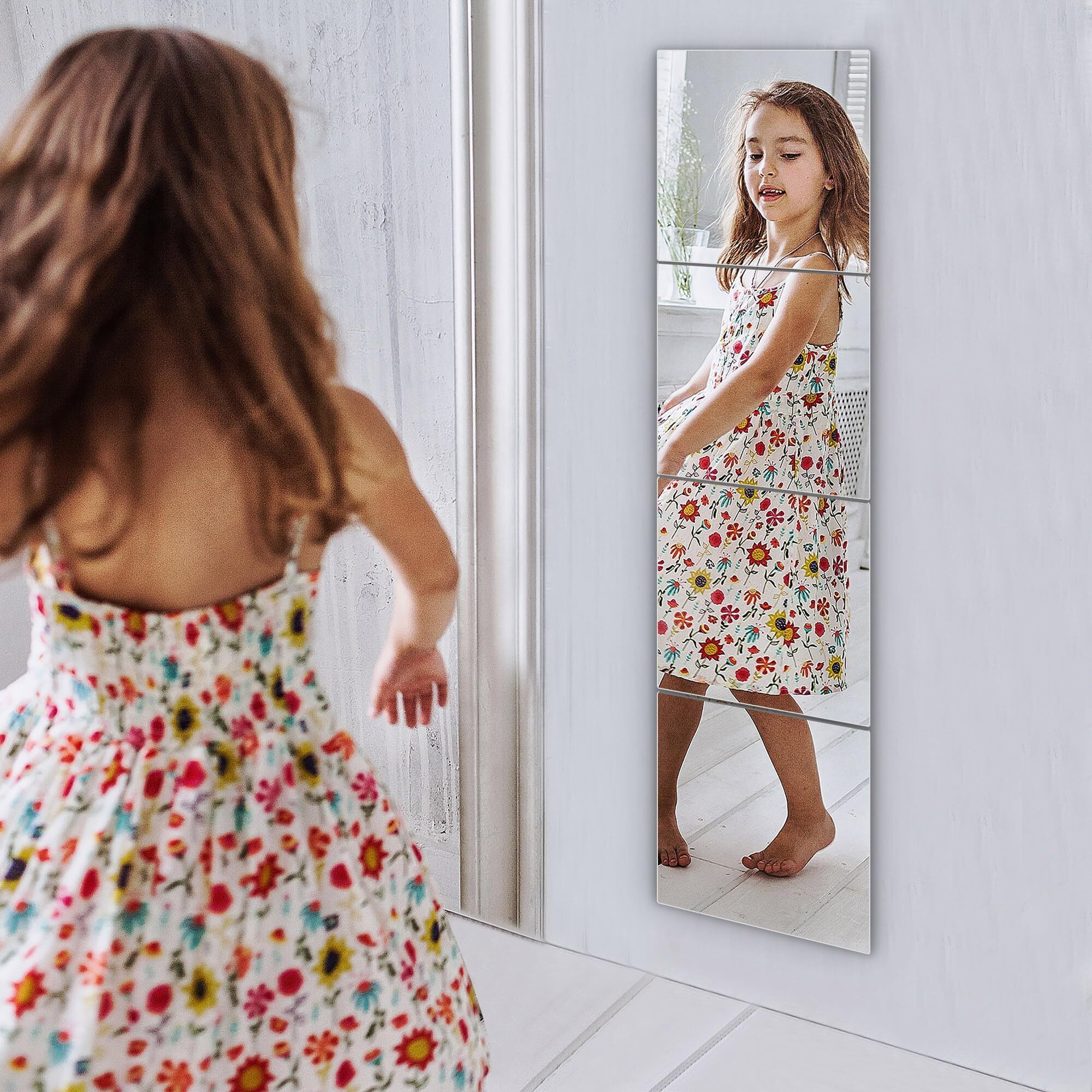 Unbreakable Wall Mirror Full Length Mirror Tiles Long Mirrors For Wall 12X12 Inch 4Pcs Full Body Mirror Stickers Acrylic Mirror Kids Over The Door Wall-Mounted Bedroom Workout Mirrors For Home Gym