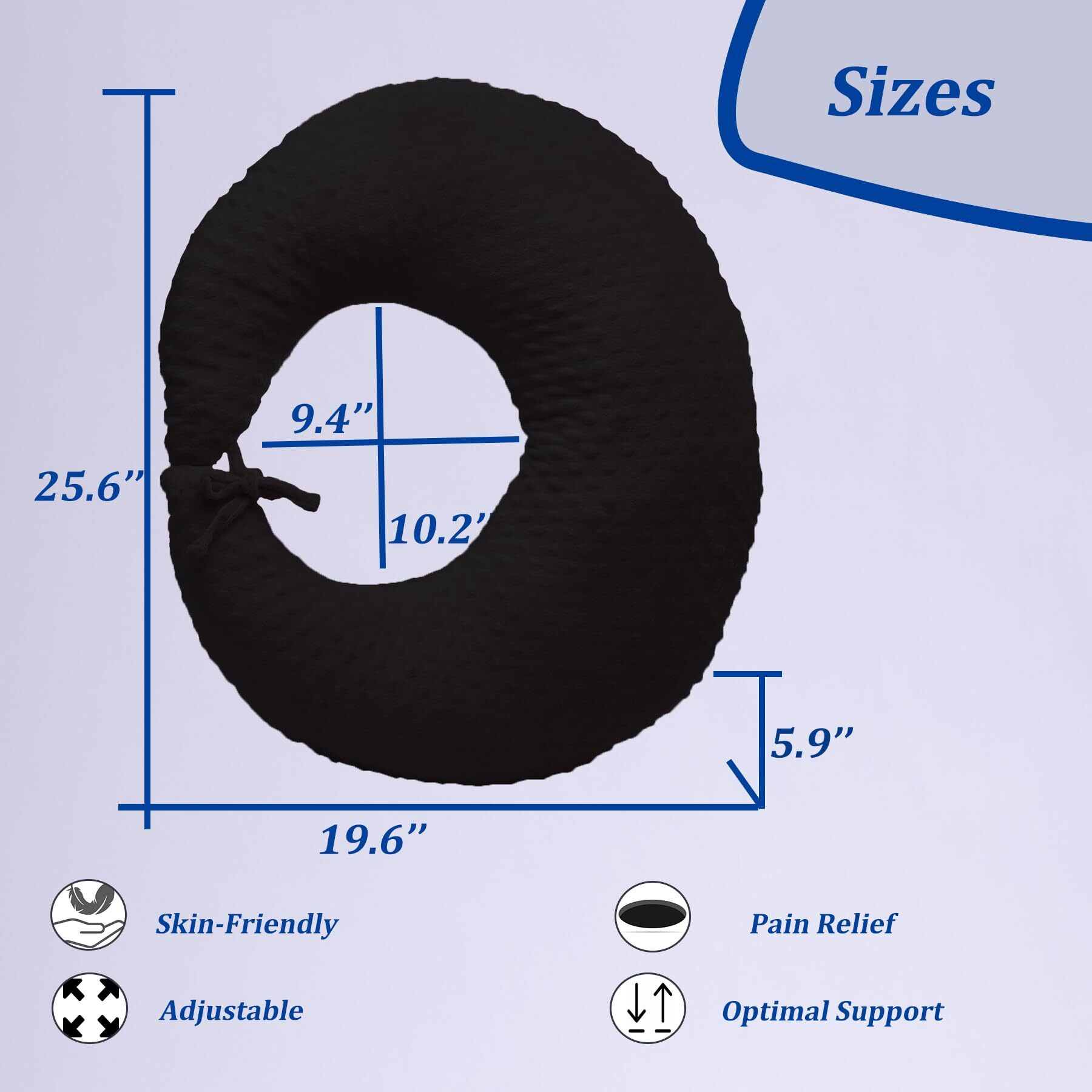 Coceyese Bbl Pillow After Surgery For Butt Sleeping  Brazilian Butt Lift Pillow Post Surgery Recovery For Sitting Sleeping Driving Donut Pillow For Woman Lumbar Back Cushion Seat Foam (Black Dot)