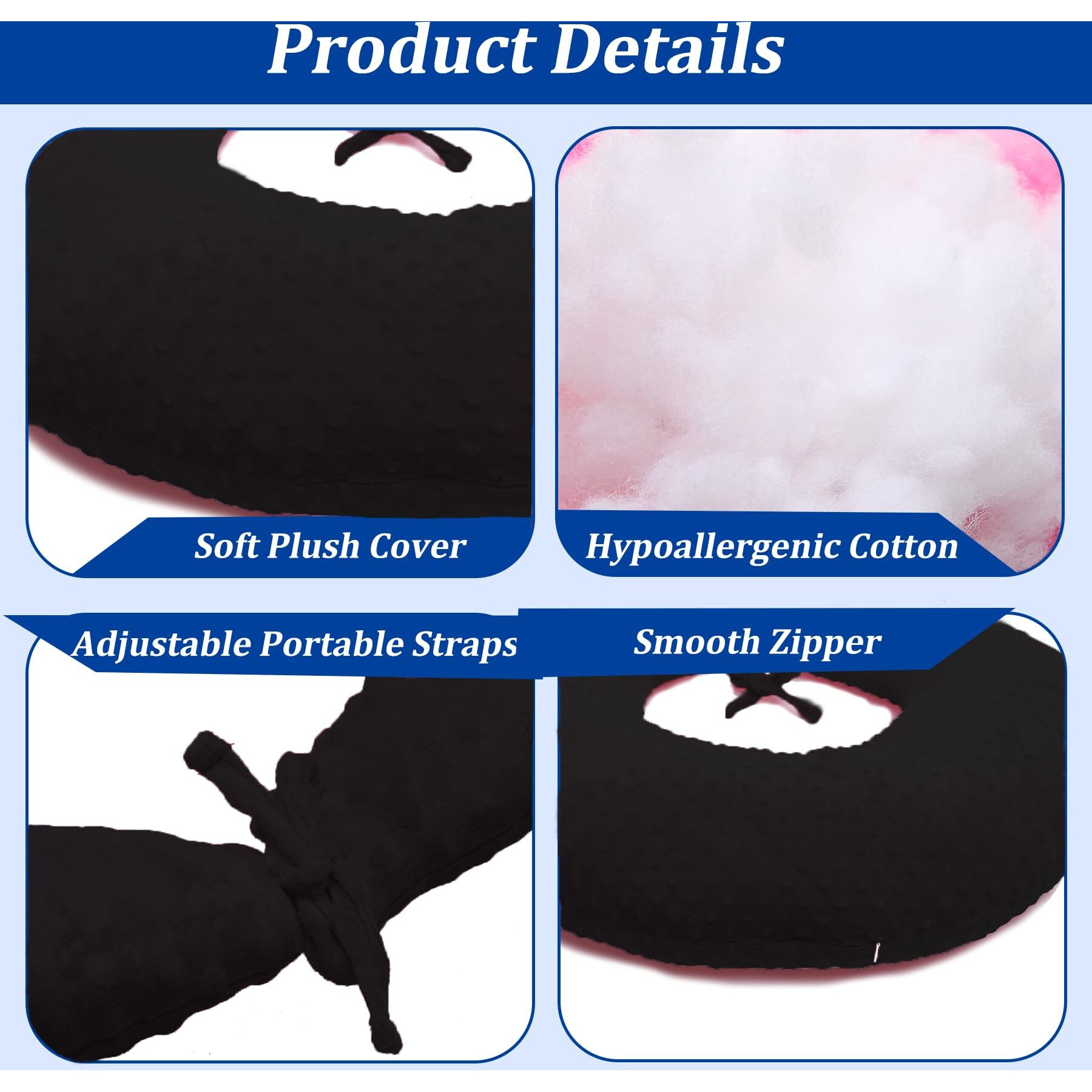 Coceyese Bbl Pillow After Surgery For Butt Sleeping  Brazilian Butt Lift Pillow Post Surgery Recovery For Sitting Sleeping Driving Donut Pillow For Woman Lumbar Back Cushion Seat Foam (Black Dot)