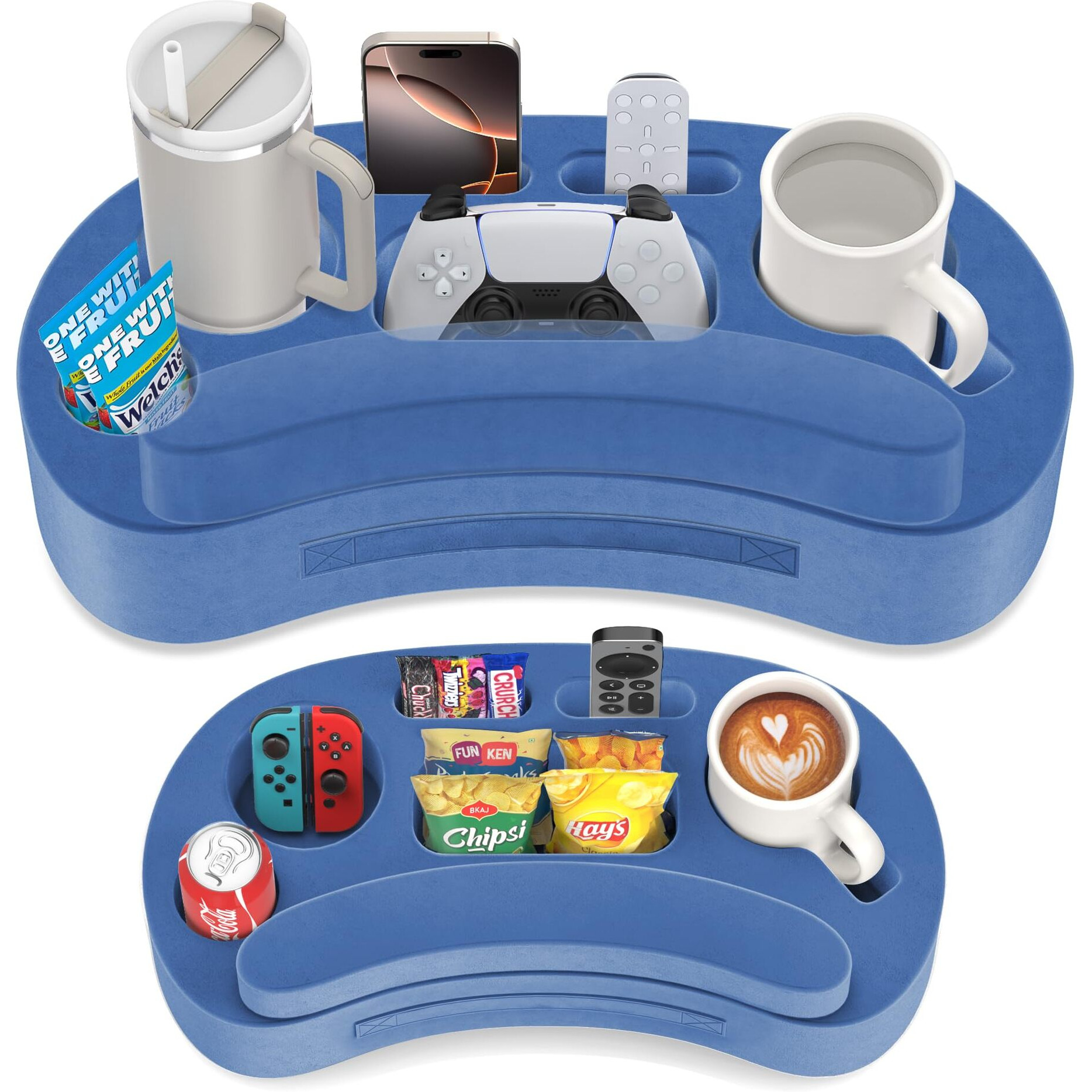 Couch Cup Holder Pillow Tray With 6 Slots  Gaming Pillow Couch Cupholder Tray With Armrest Cushion  Couch Caddy & Buddy With Drink  Controller  Remote  Phone Holder  Gaming Snack Holder