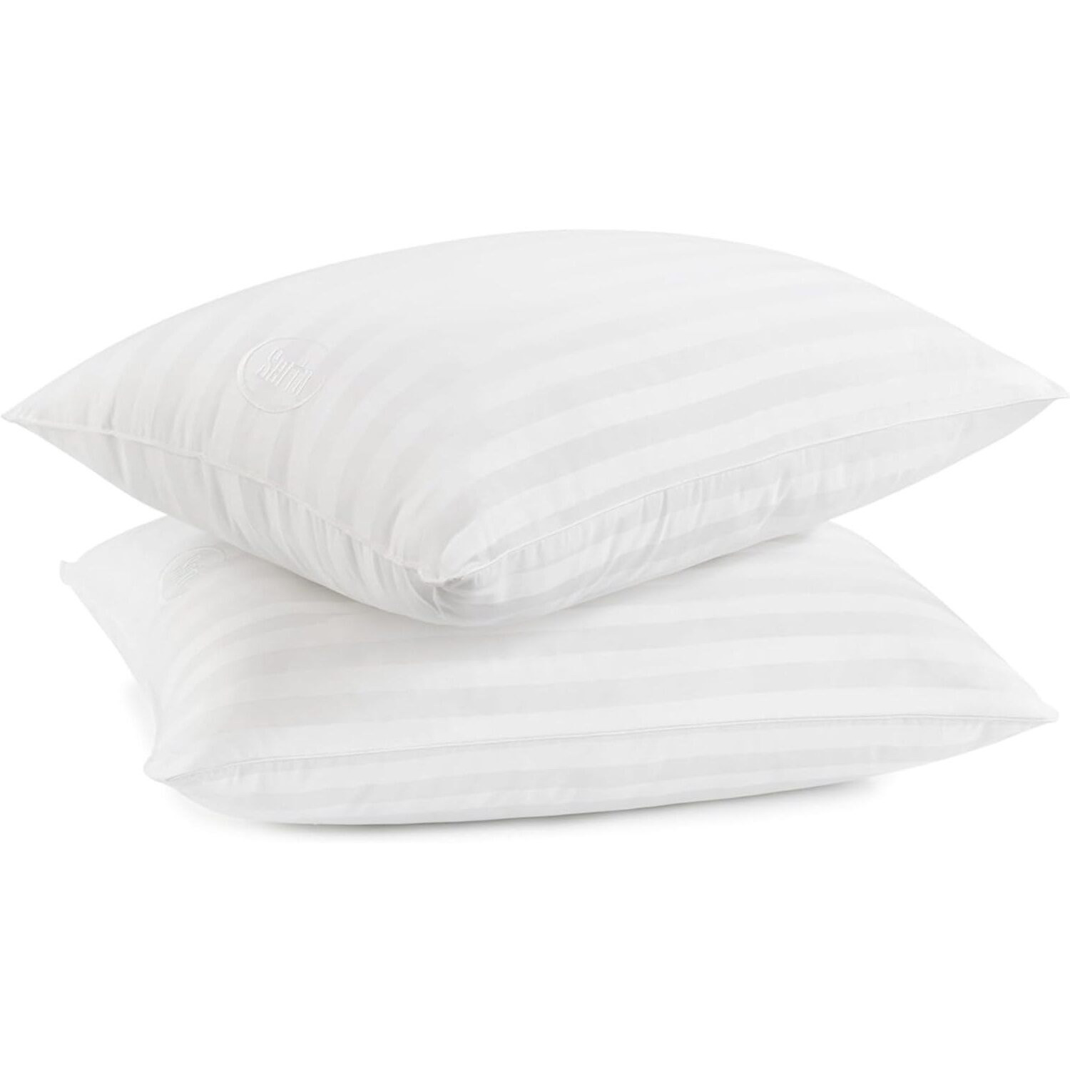 Serta Won'T Go Flat King Size Set Of 2 Down Alternative Bed Pillows  Extra Life Foam Core With Medium Support  Perfect For Back  Stomach Or Side Sleepers  White 2 Count