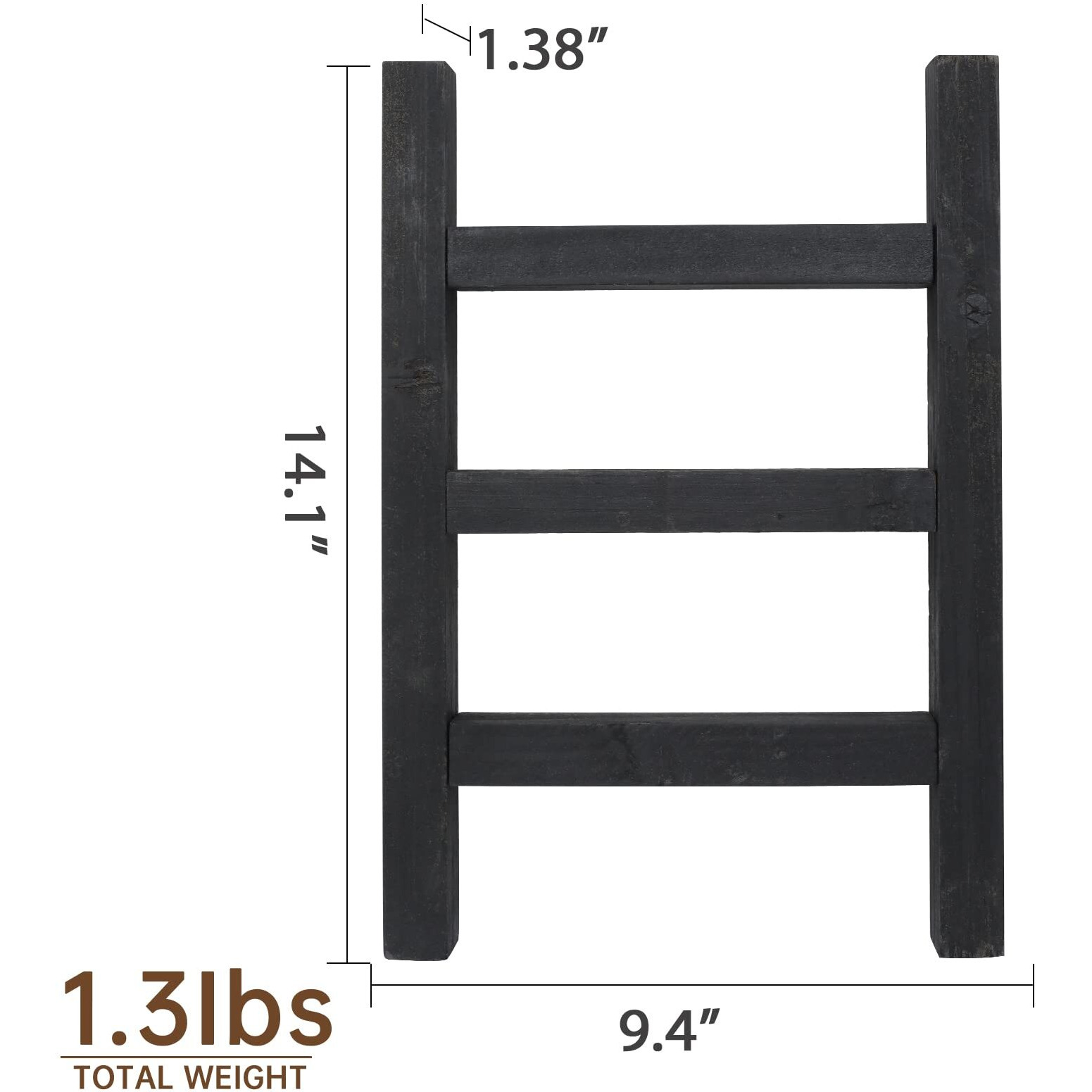 Fuin Wooden Tea Towel Ladder  Mini Ladder Towel Rack Display Hanger  Small Rustic Farmhouse Tea Towel Stand Holder For Country Bathroom Decor  Black