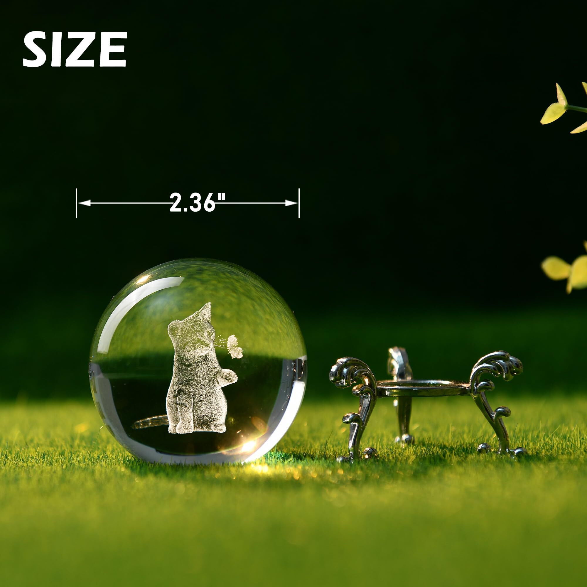 Ifolaina 3D Cat Themed Gifts For Women Decor For Cat Lovers Cat Mom Crystal Ball Cat Related Sympathy Figurines Presents Cat Decorative Globe Decor With Stand