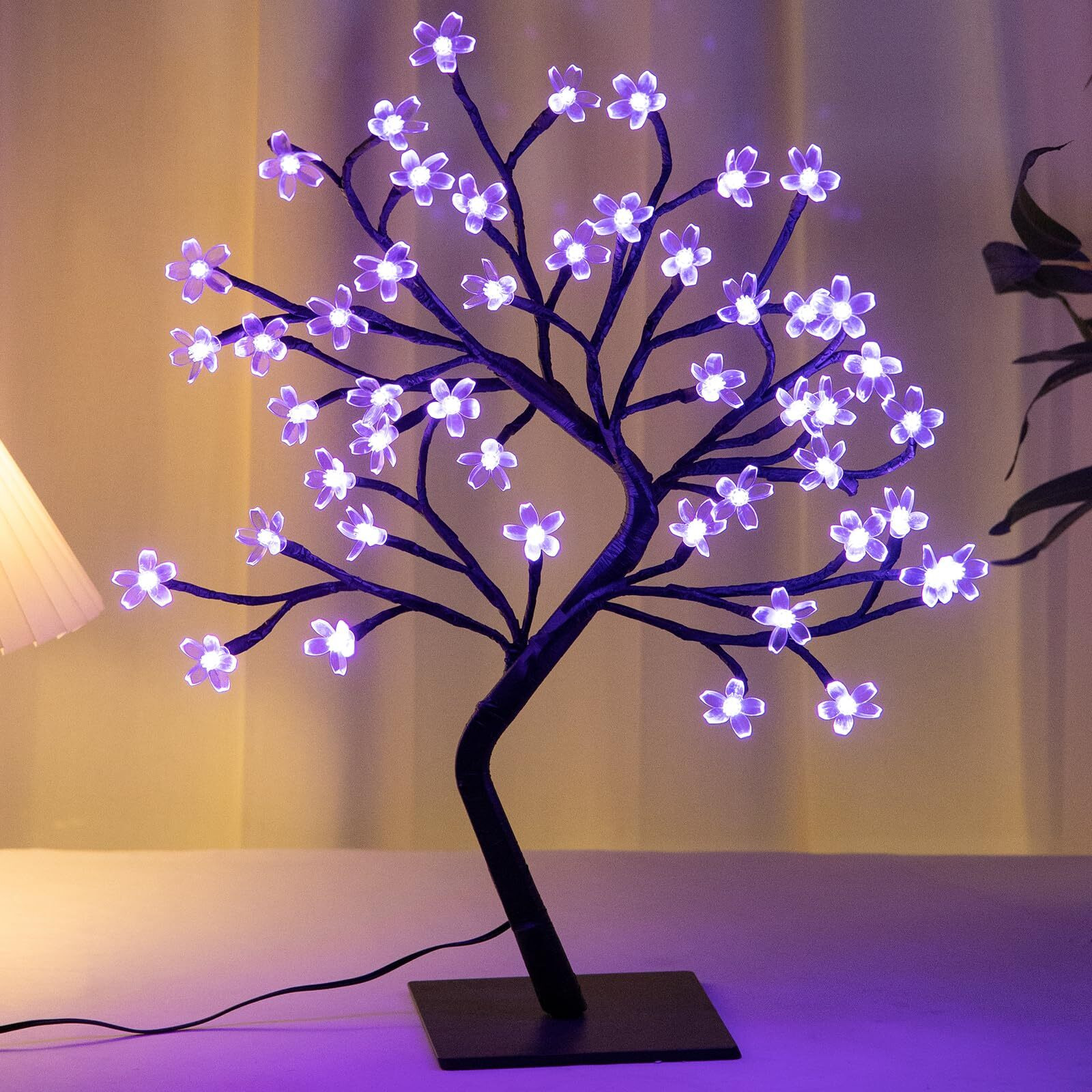 Bdusxyz Lighted Cherry Blossom Tree - 48 Led 16 Color-Changing 4 Modes Plug In Artificial Bonsai Tree As Night Lights For Halloween Thanksgiving Christmas Wedding Party