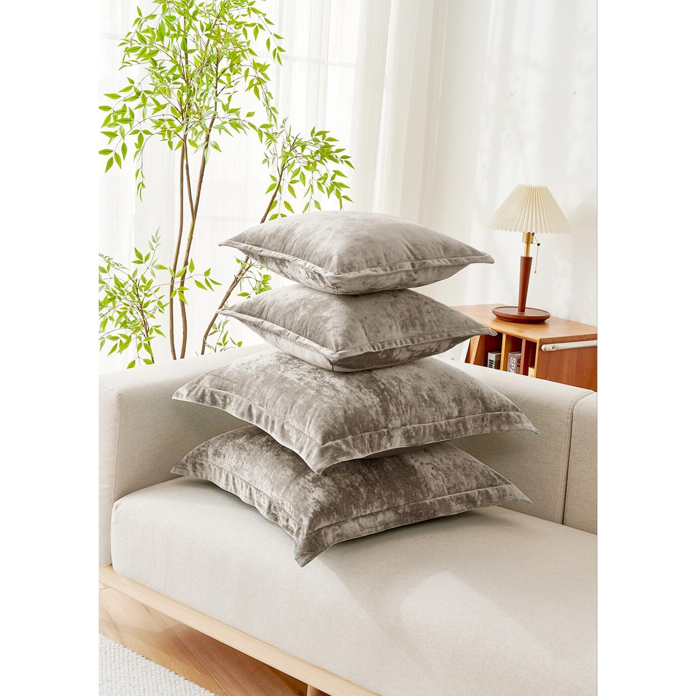 Cocoploceus Luxurious Velvet Throw Pillow Covers 20X20 Set Of 2 Decorative Pillow Covers Solid Square Cushion Case For Sofa Couch Bedroom Farmhouse  Brown