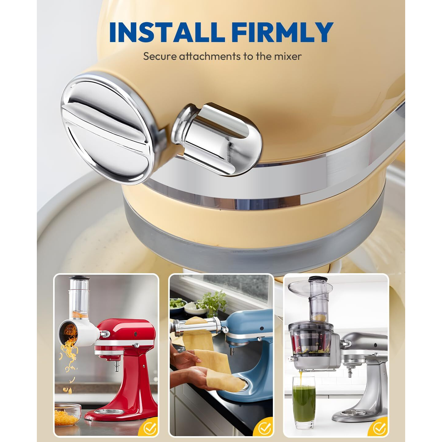 Attachment Knob Thumb Short Screw Fit For Kitchenaid Mixers With Screw-On Hup Cap  Upgraded 6061 Aluminum Long Screw Head Knob Replacement Parts  Replaces 9709194  4162142  240374 Etc  Chrome