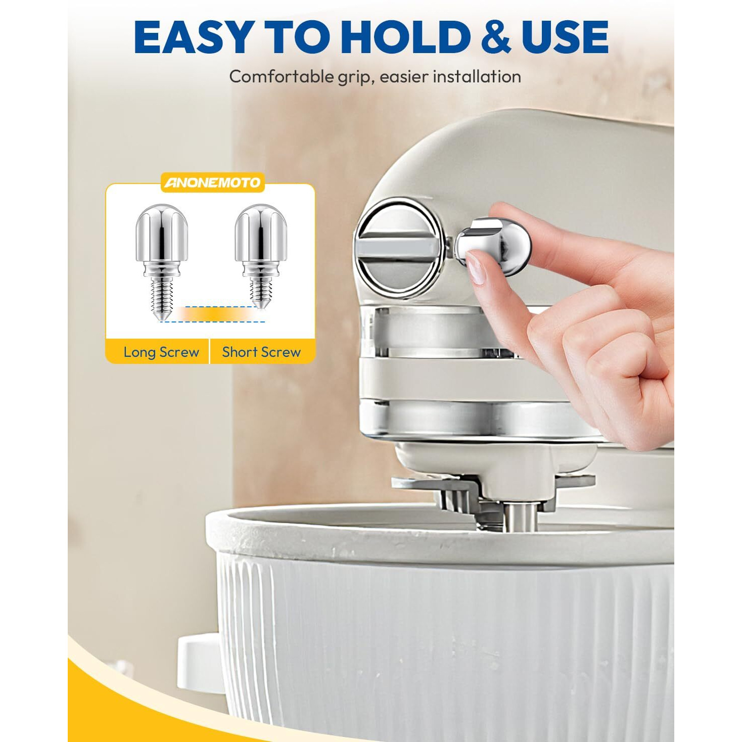 Attachment Knob Thumb Short Screw Fit For Kitchenaid Mixers With Screw-On Hup Cap  Upgraded 6061 Aluminum Long Screw Head Knob Replacement Parts  Replaces 9709194  4162142  240374 Etc  Chrome