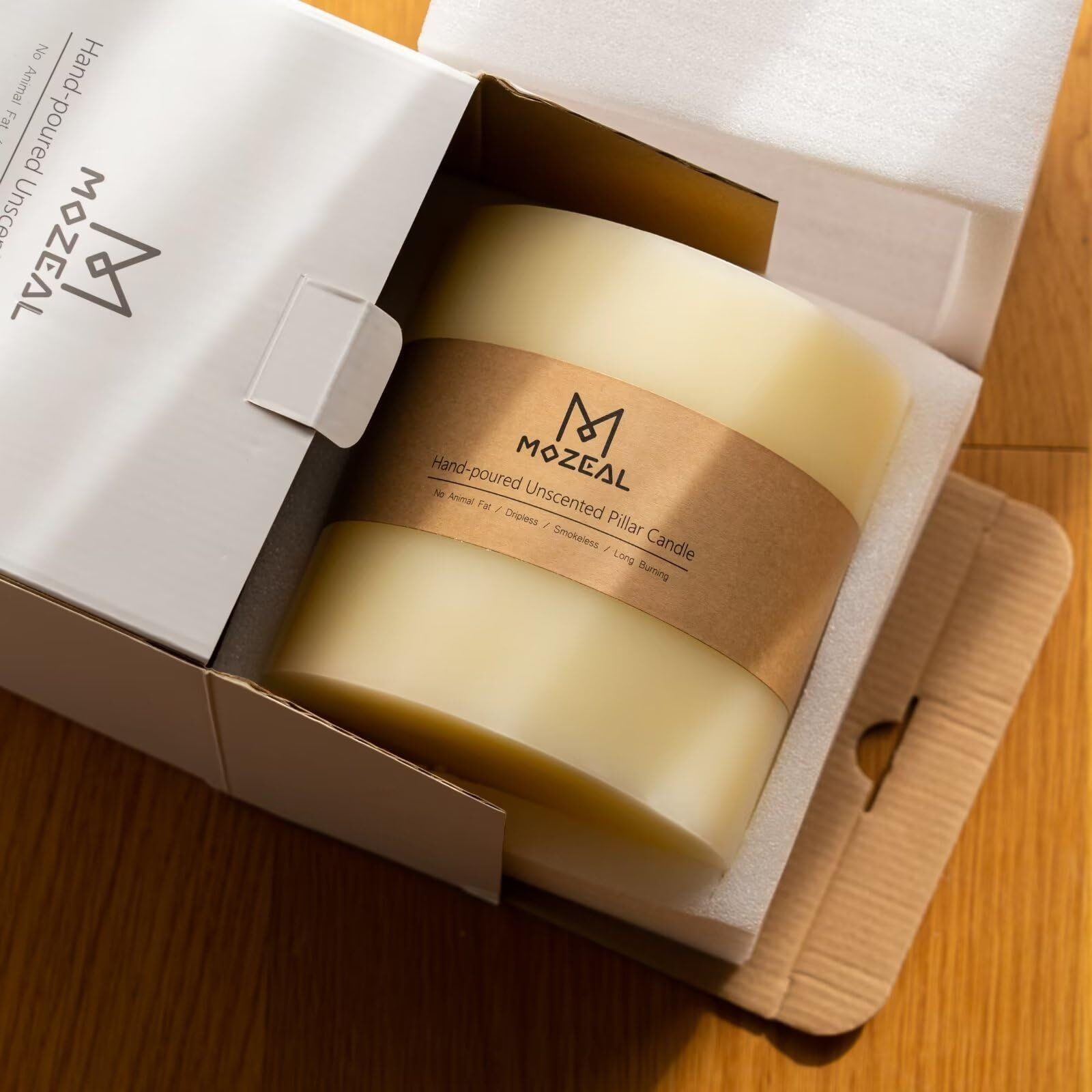 Mozeal Extra Large 3 Wick Ivory Pillar Candle  6&quot&quot X 6&quot&quot  Unscented  Dripless  Smokeless  And Clean-Burning. Approx. 120 Hours Of Burn Time. Perfect For Weddings  Dinners  Christmas And Home Decor