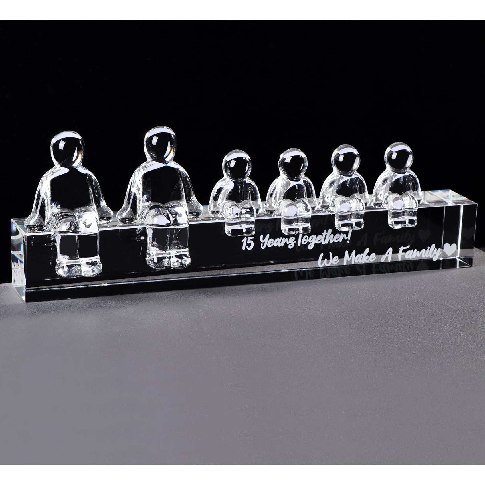 Ornalrist Crystal 15Th Anniversary Wedding Gifts For Her Wife  Keepsake For Him Husband 15 Years Together We Made A Family Glass Decoration (4 Children)