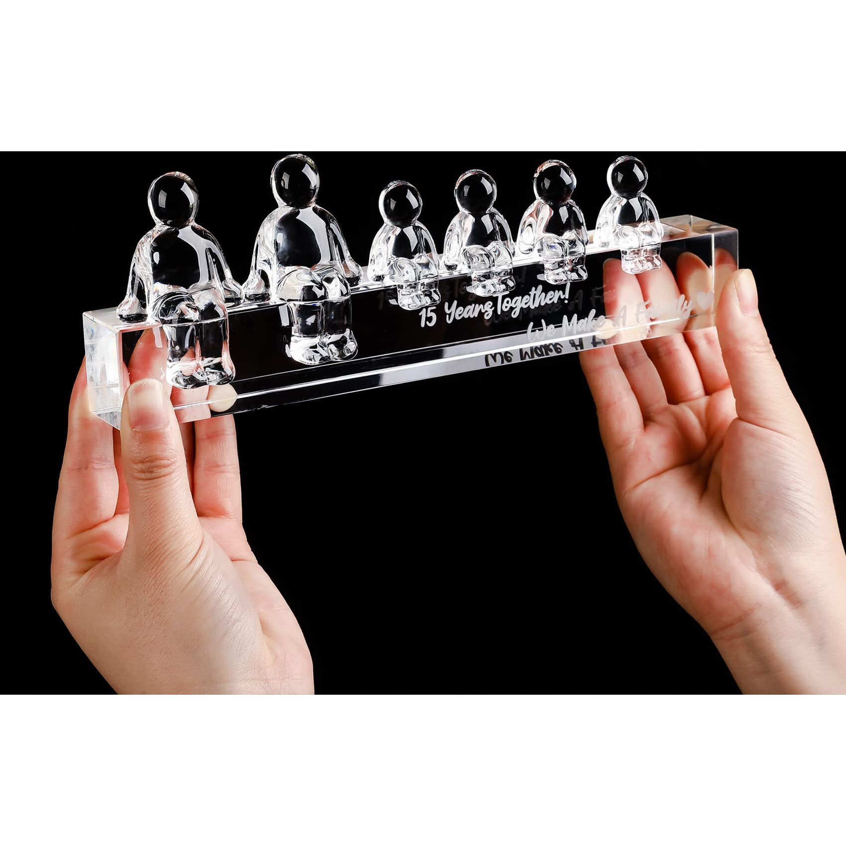Ornalrist Crystal 15Th Anniversary Wedding Gifts For Her Wife  Keepsake For Him Husband 15 Years Together We Made A Family Glass Decoration (4 Children)