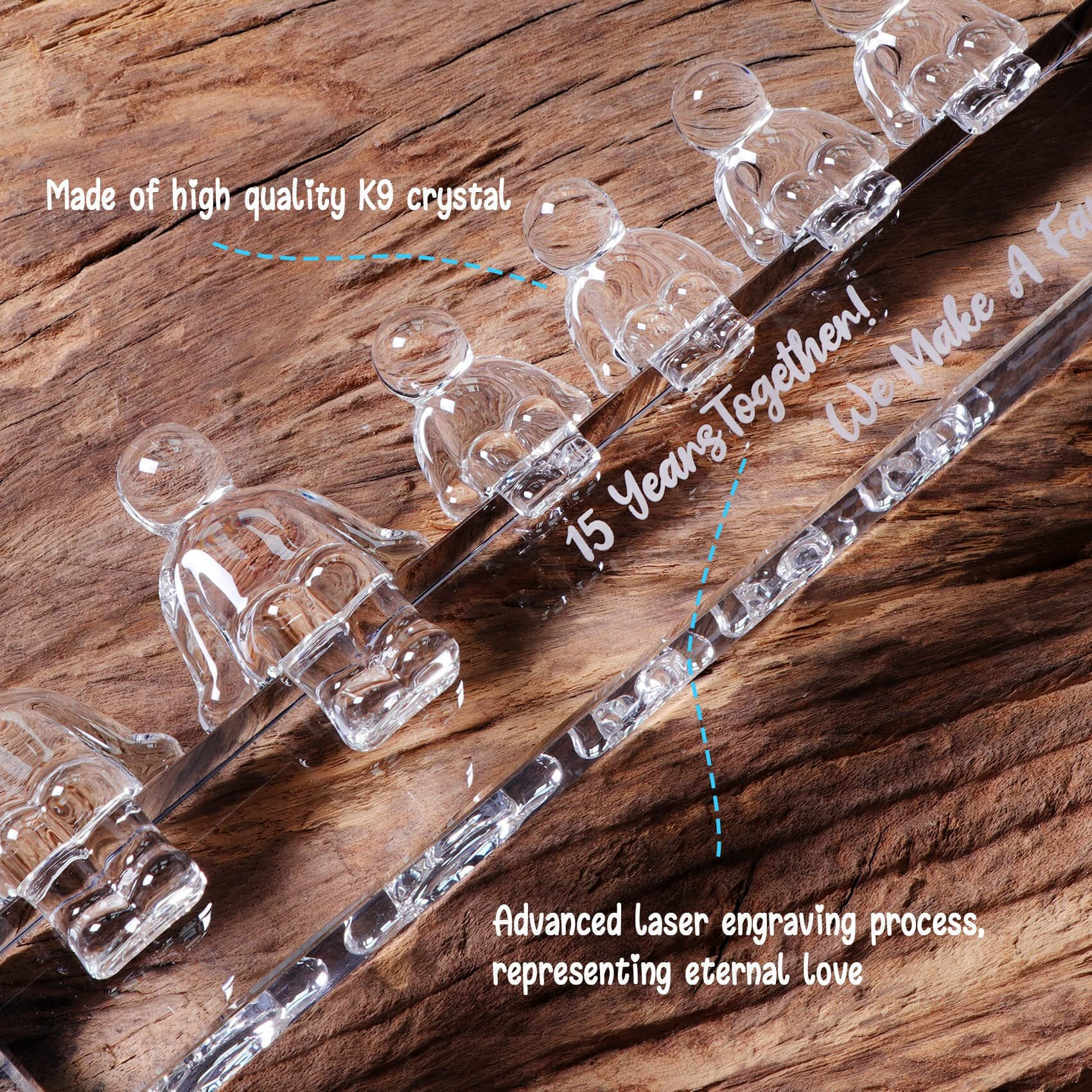 Ornalrist Crystal 15Th Anniversary Wedding Gifts For Her Wife  Keepsake For Him Husband 15 Years Together We Made A Family Glass Decoration (4 Children)