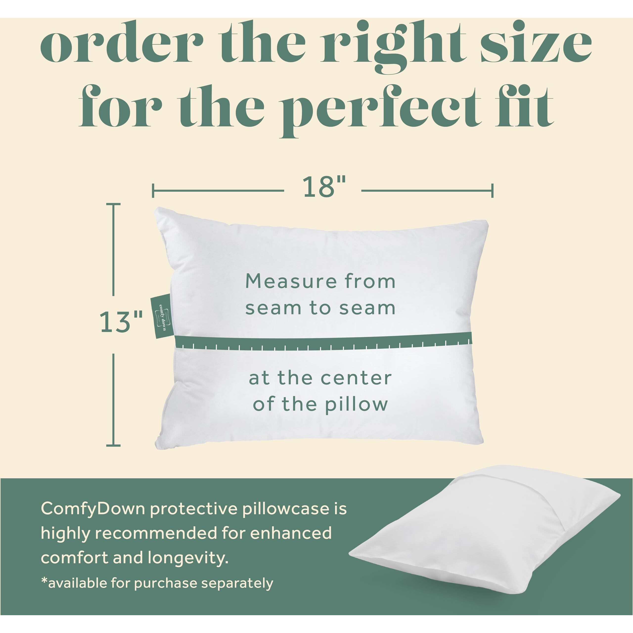 Goose Down Travel Pillow - Filled With 800 Fill Power European Goose Down  Egyptian 300 Thread Count 100% Cotton Cover For Plane Car & Home - Made In Usa (13"" X 18"")