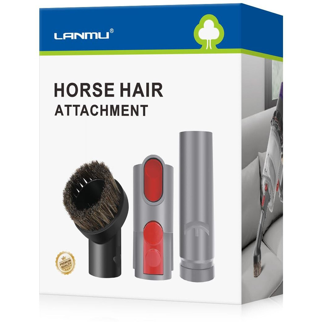 Lanmu Horse Hair Brush Vacuum Attachments Compatible With Dyson V15 V12 V11 V10 V8 V7 V6 Vacuum Cleaner  1.25"" Soft Vacuum Dust Brush Accessories