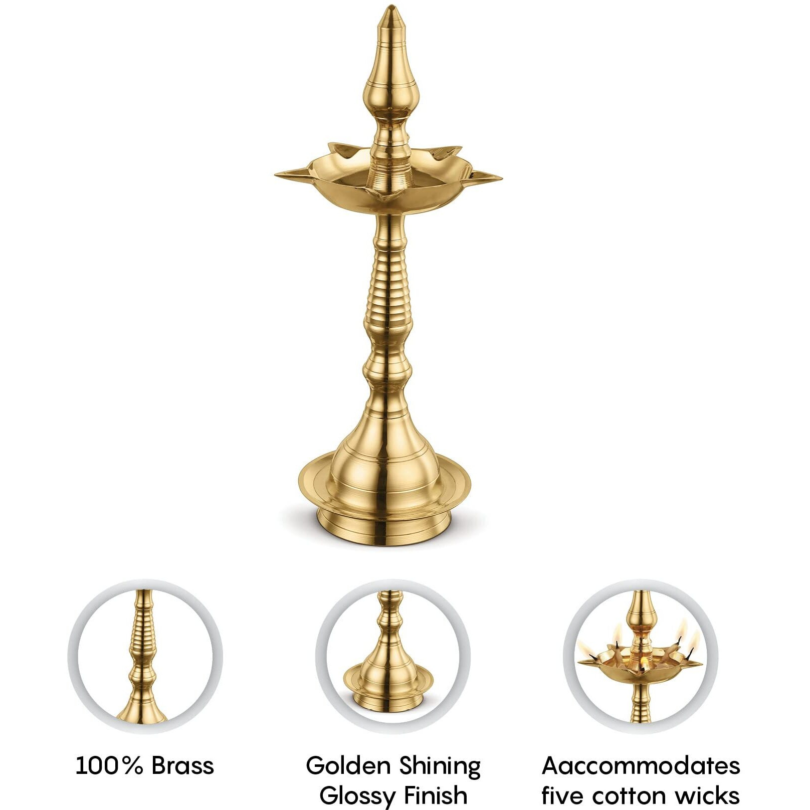 Avador Handmade Brass Indian Puja Oil Lamp  Golden Diya Lamp Engraved Design Diya For Diwali Pooja (Devdas 2"" Set Of 1)