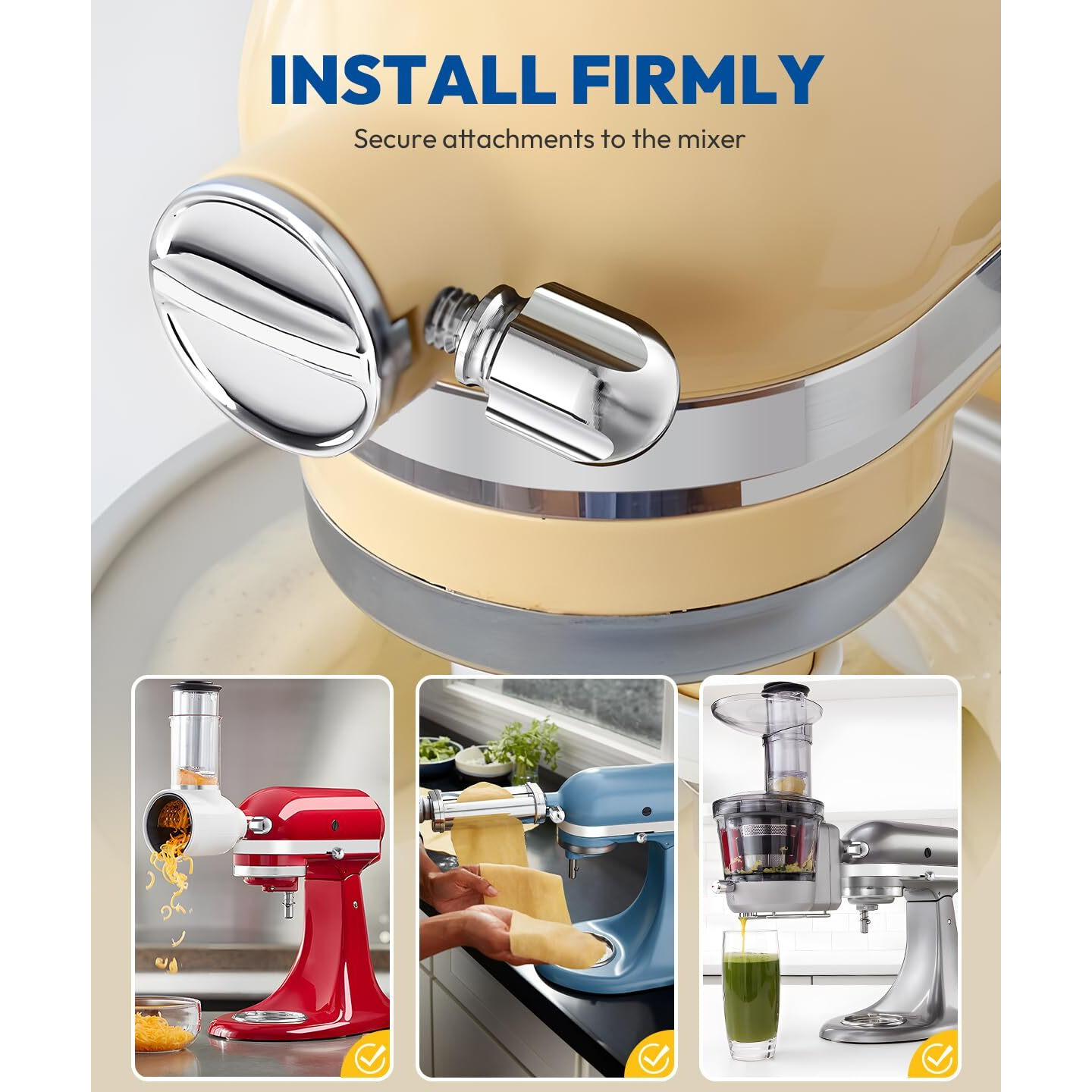 Attachment Knob Thumb Screw Fit For Kitchenaid Mixers  Upgraded 6061 Aluminum Long Screw Head Knob Replacement Parts  Replaces 9709194  4162142  240374 Etc  Chrome