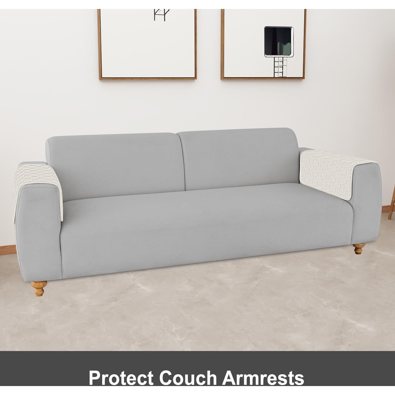 Foxdecor Fuzzy Couch Arm Covers Recliner Arm Covers  Arm Chair Covers Set Of 2  Non-Slip Chair Arm Covers  Arm Rest Cover For Sofa  Armchair Slipcovers Couch Arm Protector (Cream White 20X20 Inch)