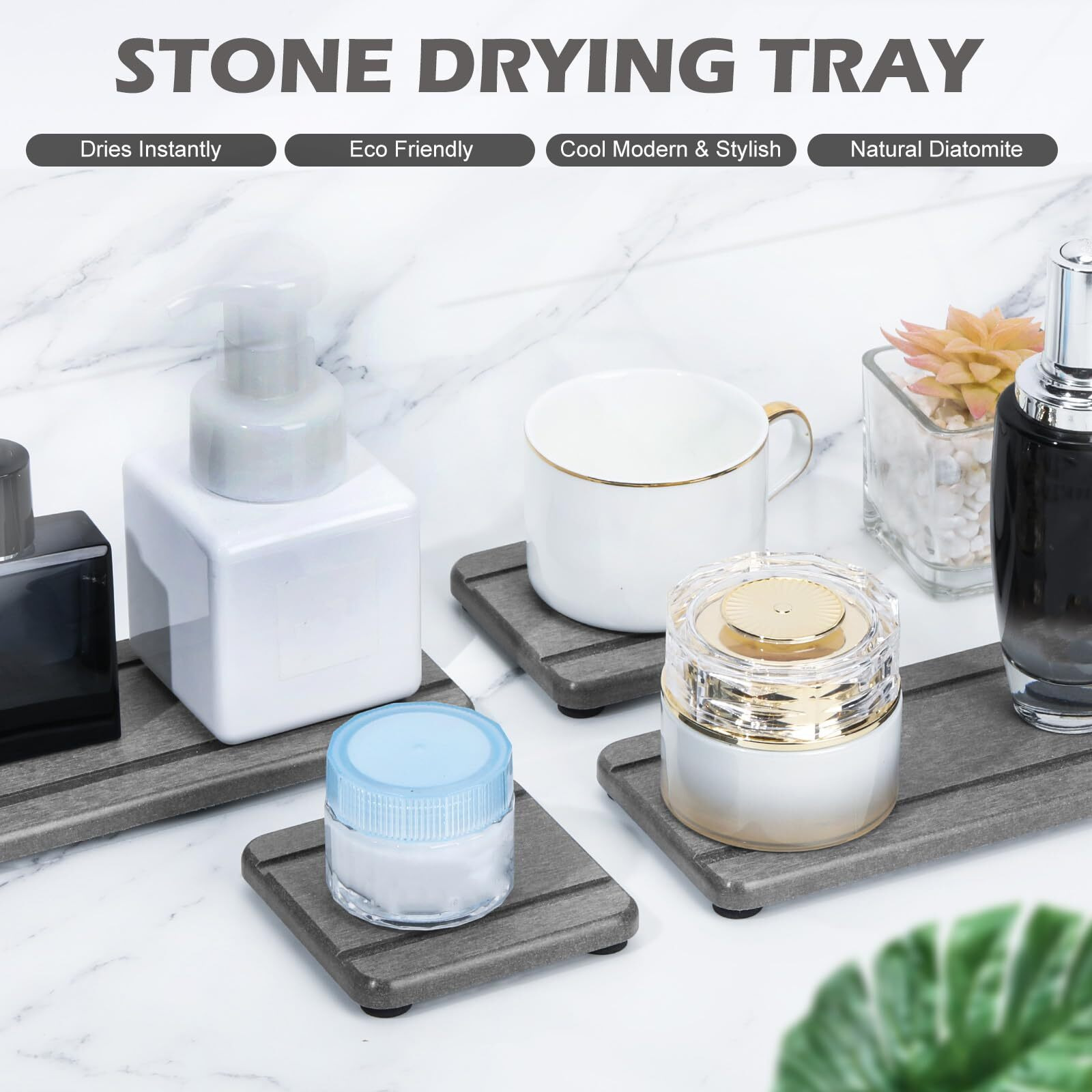 4Pcs Stone Drying Trays For Bathroom Sink  Water Absorbing Stone Tray  Water Absorbent Diatomaceous Earth Tray And Coaster  Diatomite Soap Dish  Drying Stone Soap Tray For Kitchen Counter