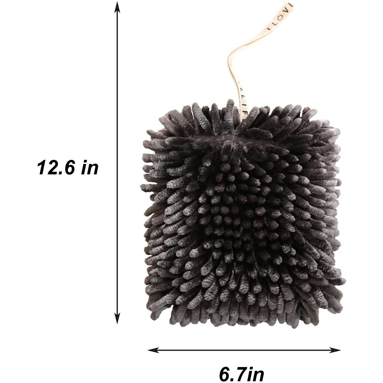 2 Pack Chenille Hanging Hand Towel Balls Super Absorbent Microfiber Hand Towels Chenille Ball Soft Plush Quick-Drying Hand Towels With Hanging Loops For Bathroom Kitchen (Brown+Grey)