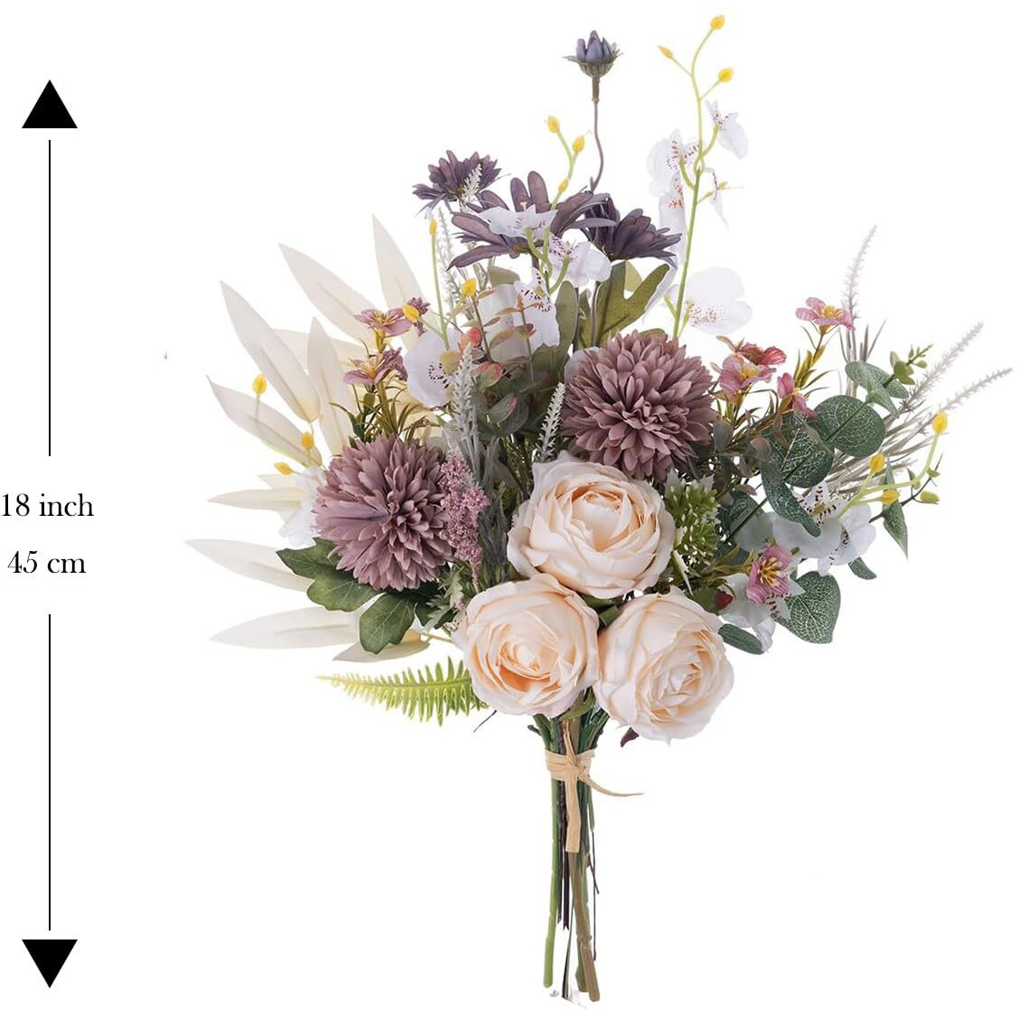 Peauley Artificial Fake Flowers Silk Table Arrangements Faux Plastic Floral Centerpieces For Home Kitchen With Roses  Dandelions  Chrysanthemum  Phalaenopsis  Eucalyptus  Sages  Orchids