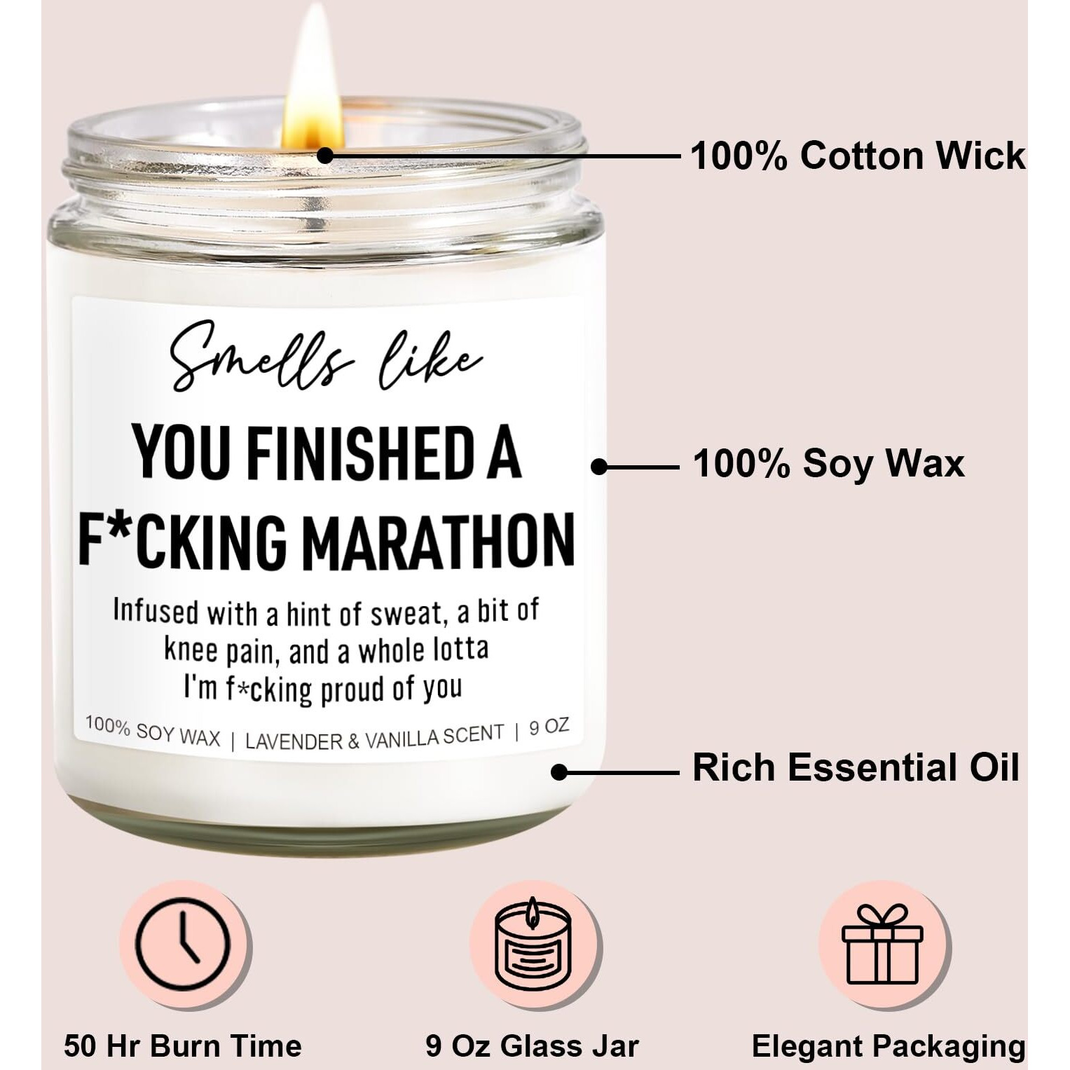 Younift Funny Marathon Candle  Gifts For Runners Female  Male  Half Marathon Runners Gifts  Valentines Day  Marathon Gifts For Runners Men  Women  Marathon Runner Gifts  Running Gifts