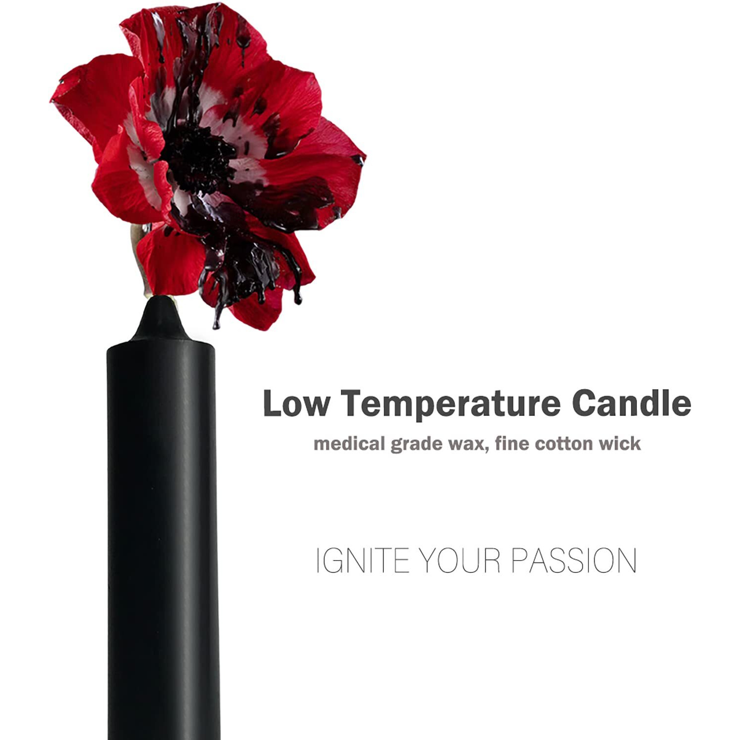 Weihai Low Temperature Candles  Wax Play Candles  Romantic Dripping Candle For Valentines  Couples  Weddings  Home Decor-2Pack  Black And Red