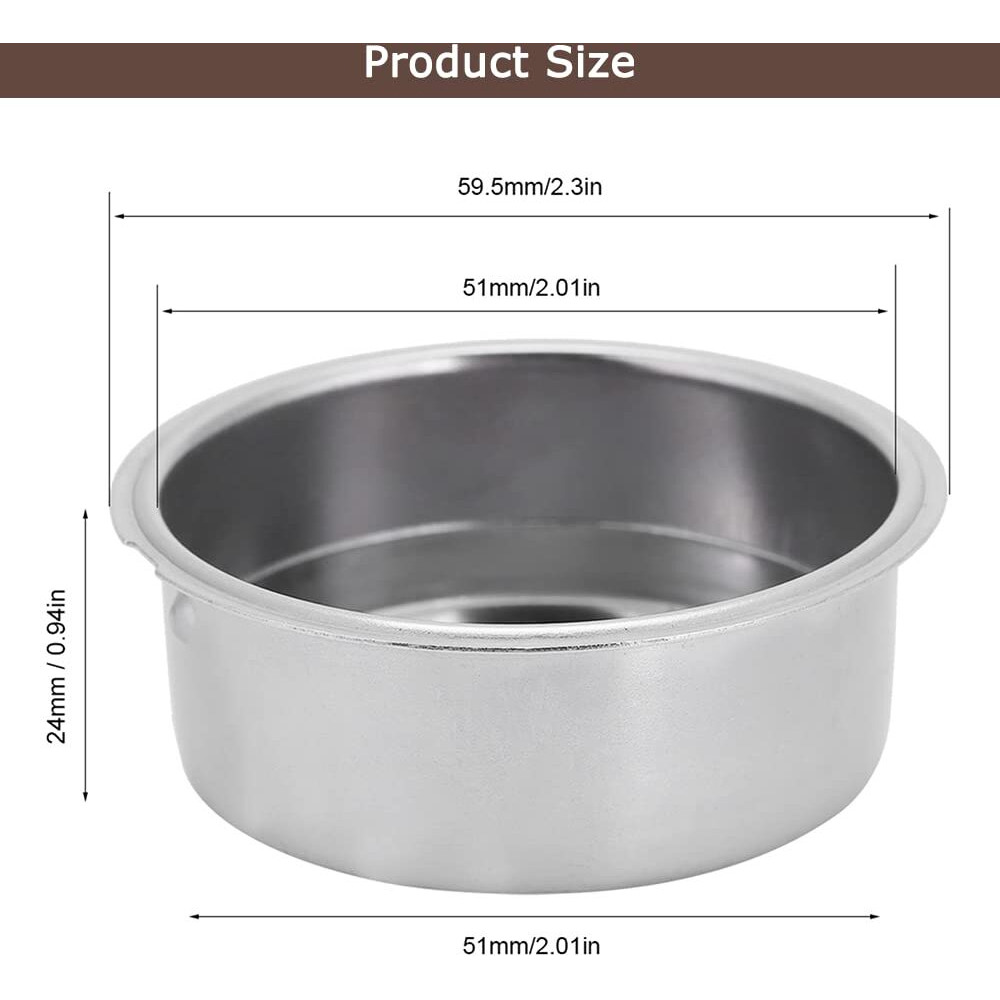 Watris Veiyi Stainless Steel Coffee Filter  Double Cup Coffee 51Mm Pressurized Porous Filter  Double Layer Portafilter Basket  Coffee Machine Replacement Accessories