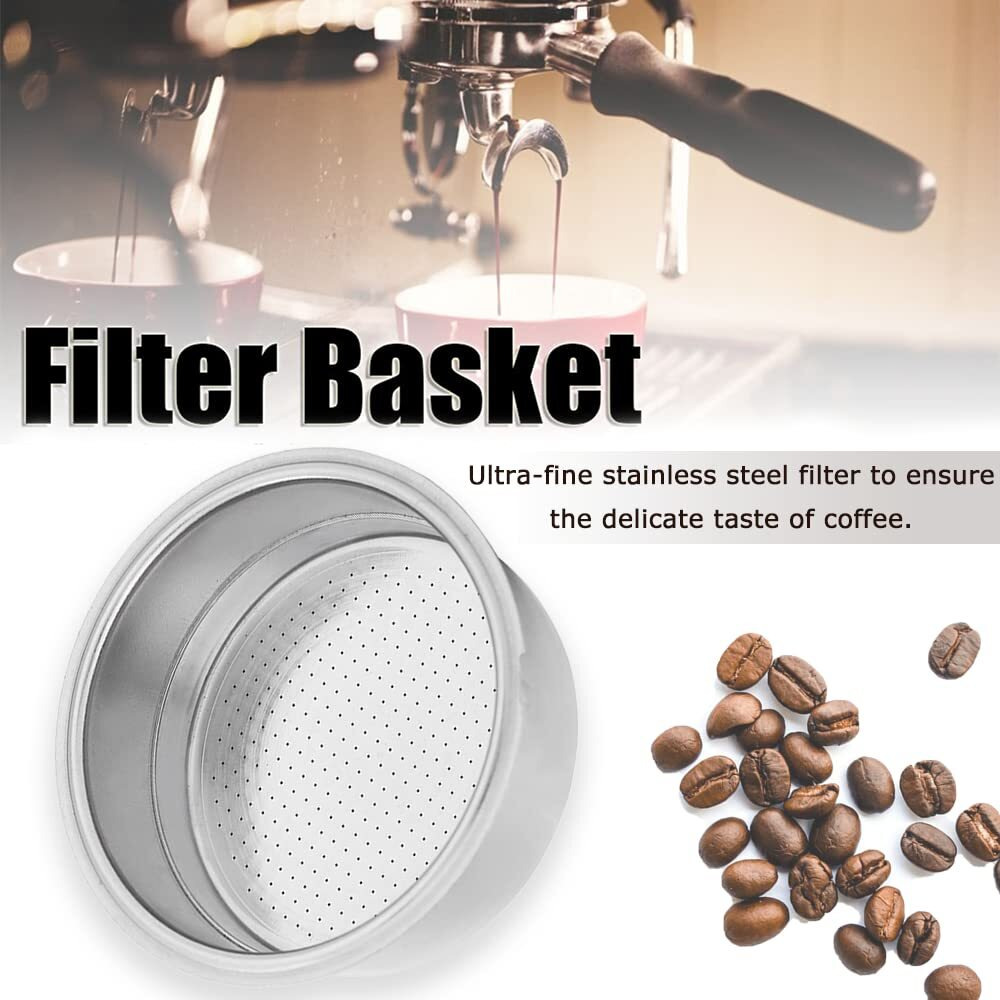 Watris Veiyi Stainless Steel Coffee Filter  Double Cup Coffee 51Mm Pressurized Porous Filter  Double Layer Portafilter Basket  Coffee Machine Replacement Accessories