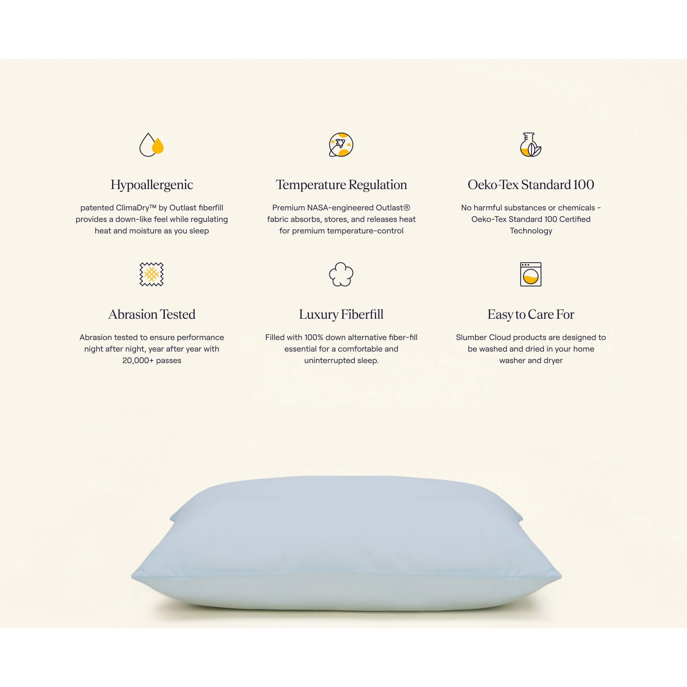 Slumber Cloud Ultracool Pillow - Nasa Temperature Regulation Technology - Down Alternative Cooling Pillow Soft/Medium Standard