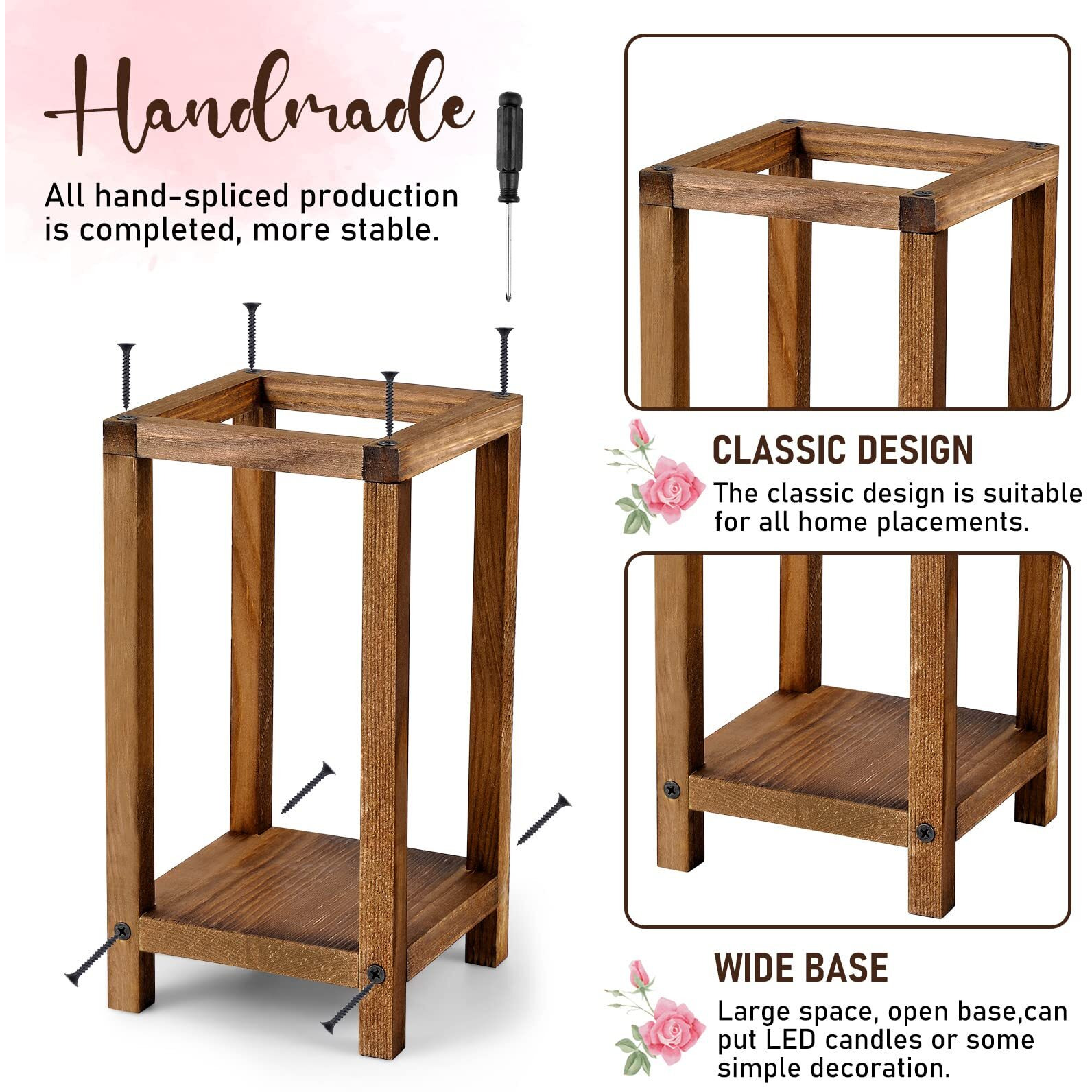 Geelin 10 Pcs Wooden Candle Lantern Wedding Lantern Centerpiece Lantern Candle Holder For Table Fireplace Lantern Decorative Farmhouse Wedding Lantern For Baby Shower(10.59 Inch Brown)