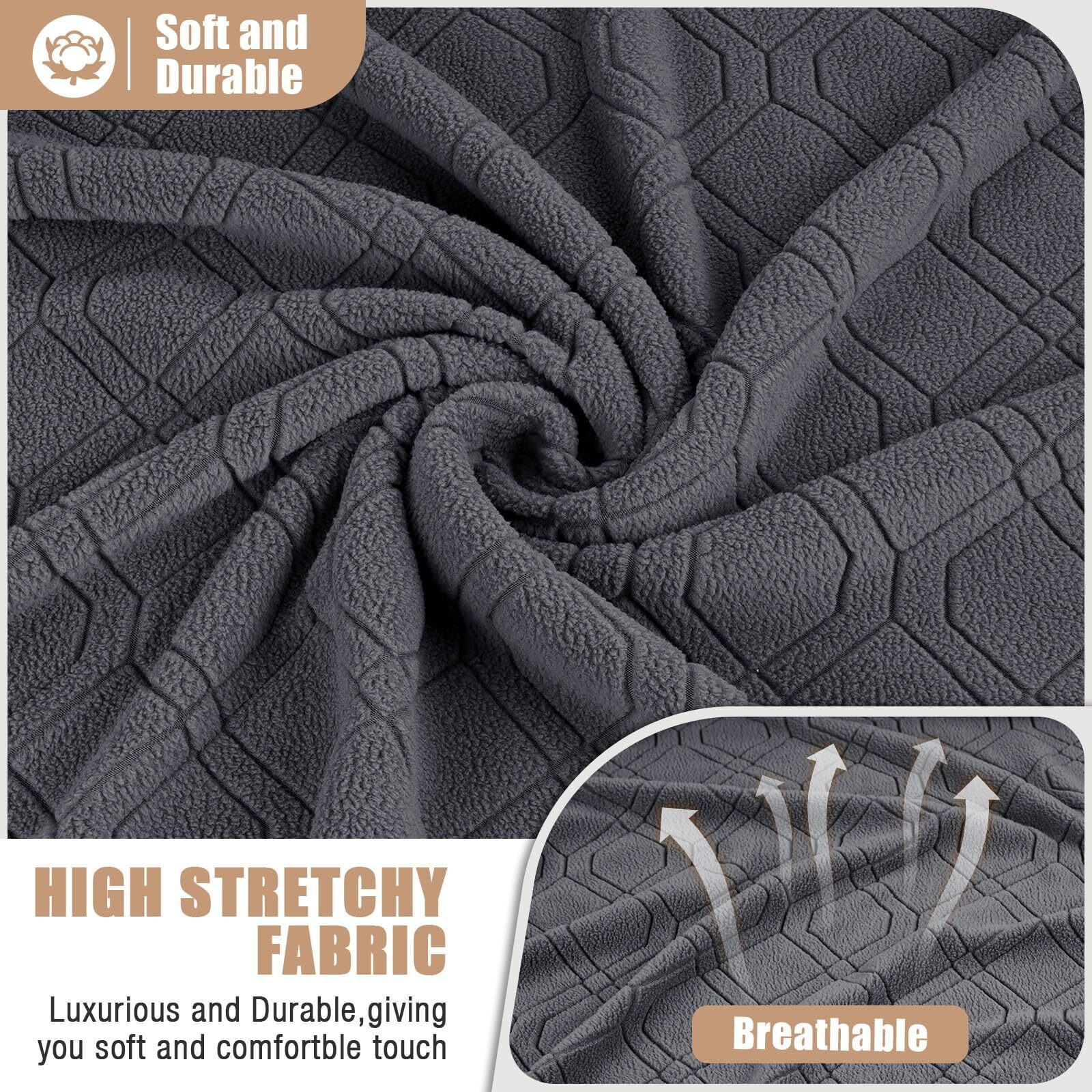 Vansofy Extra Large Reclining Sectional Couch Covers  Washable 5-Piece Sofa Covers For L Shape Sectional Sofa Corner Seater  Thick  Soft Sofa Slipcovers (5 Seat Recliner Cover Charcoal Gray)